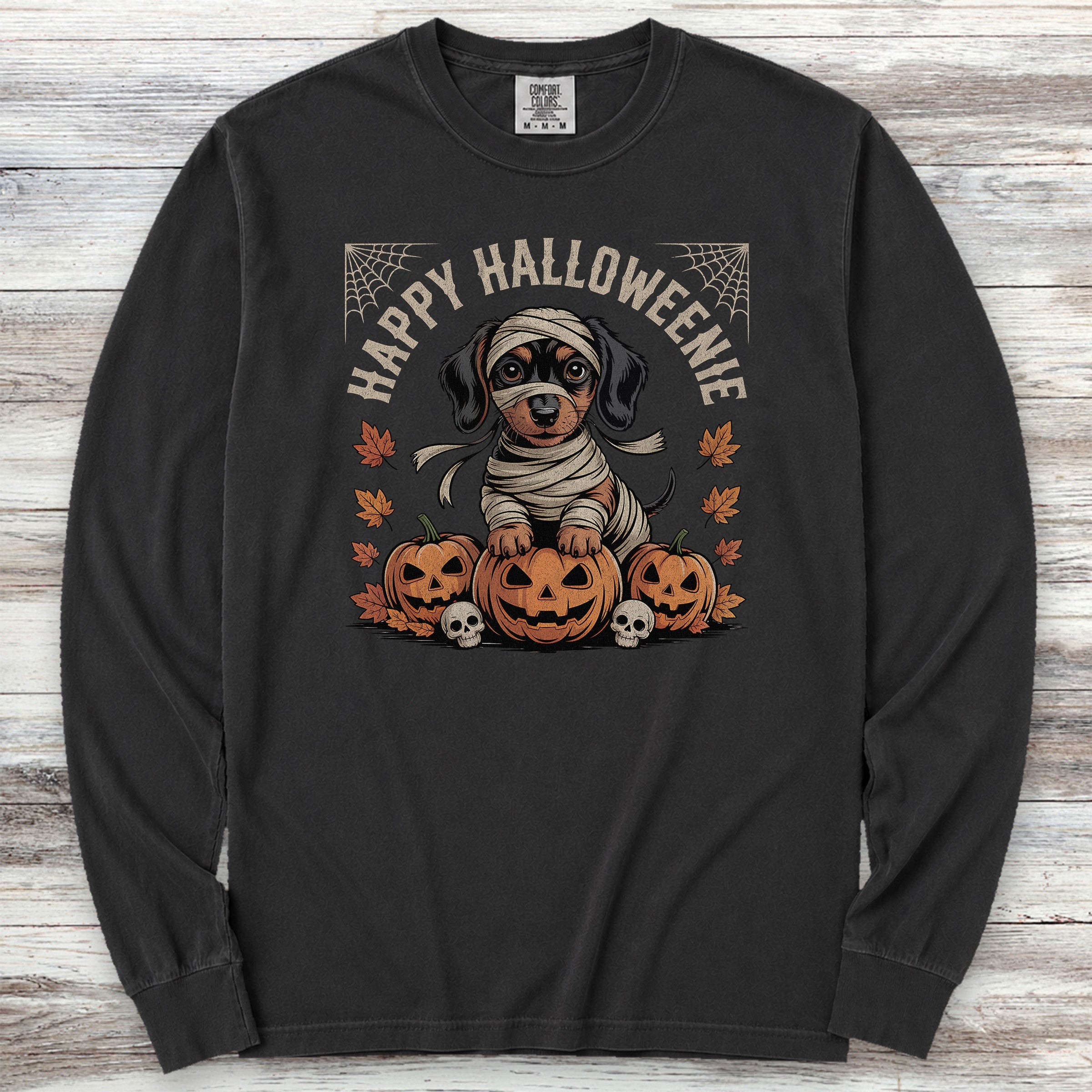 Dachshund Halloweenie Long Sleeve Tee - Black