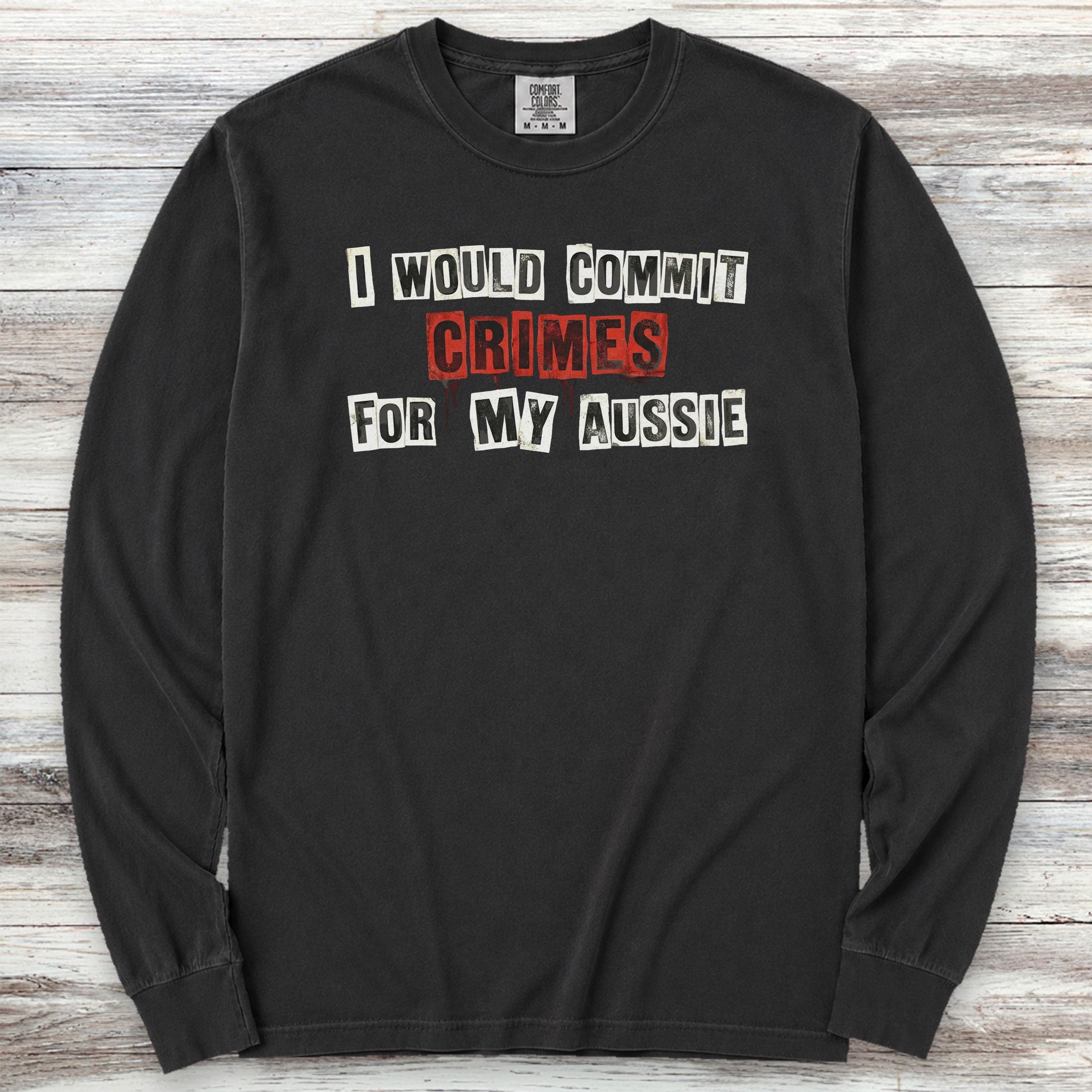 Australian Shepherd Crimes Long Sleeve Tee - Black
