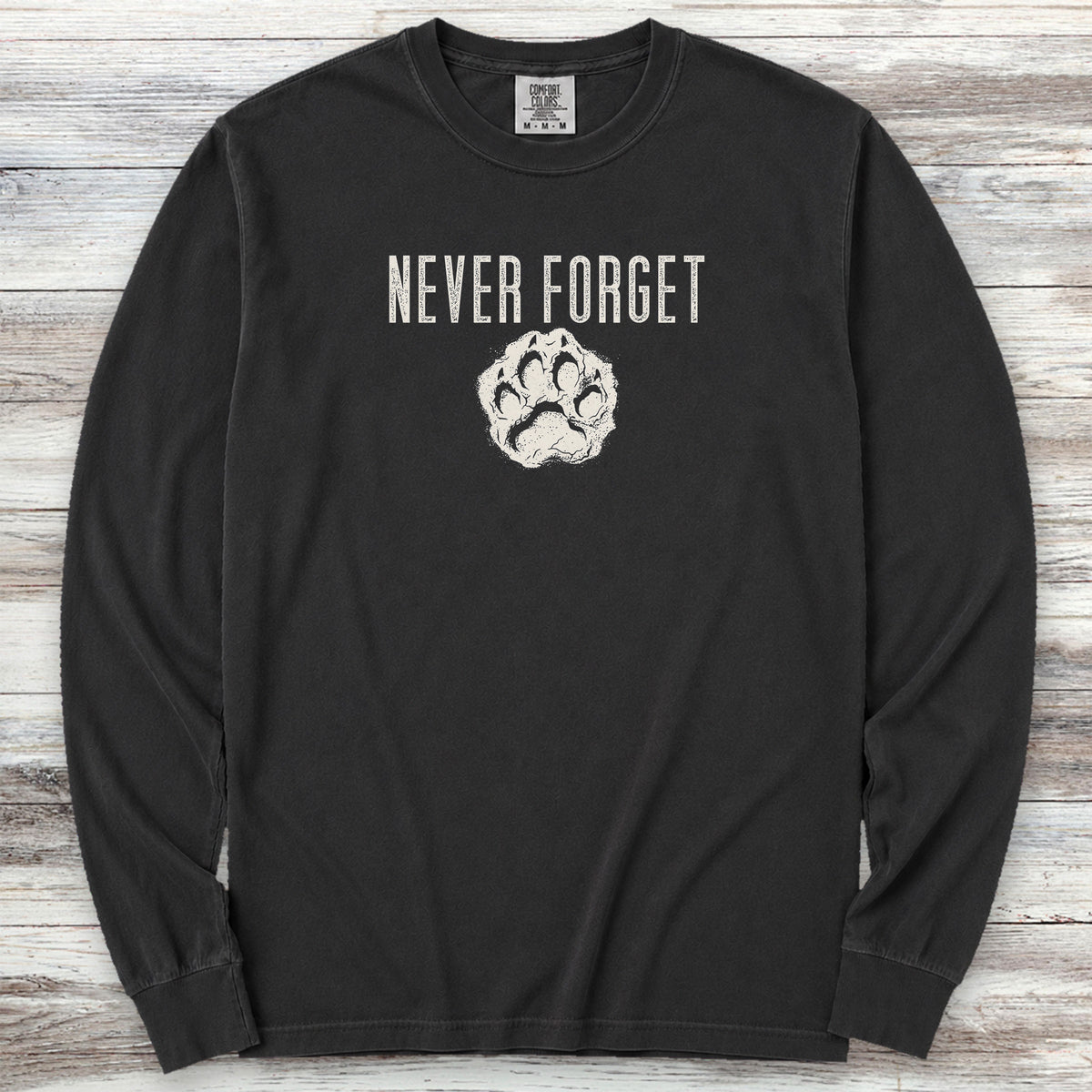 Never Forget Pawprint Long Sleeve Tee - Black