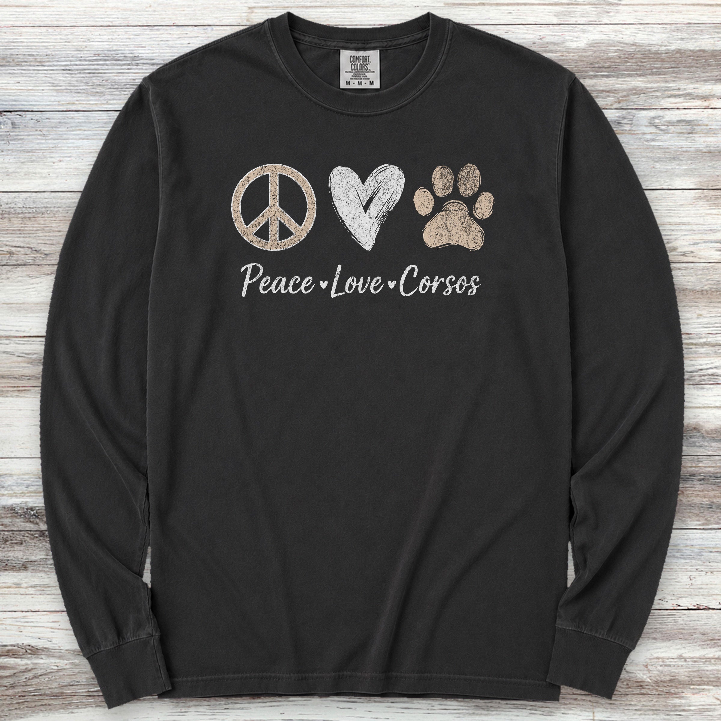 Cane Corso Peace Long Sleeve Tee - Black