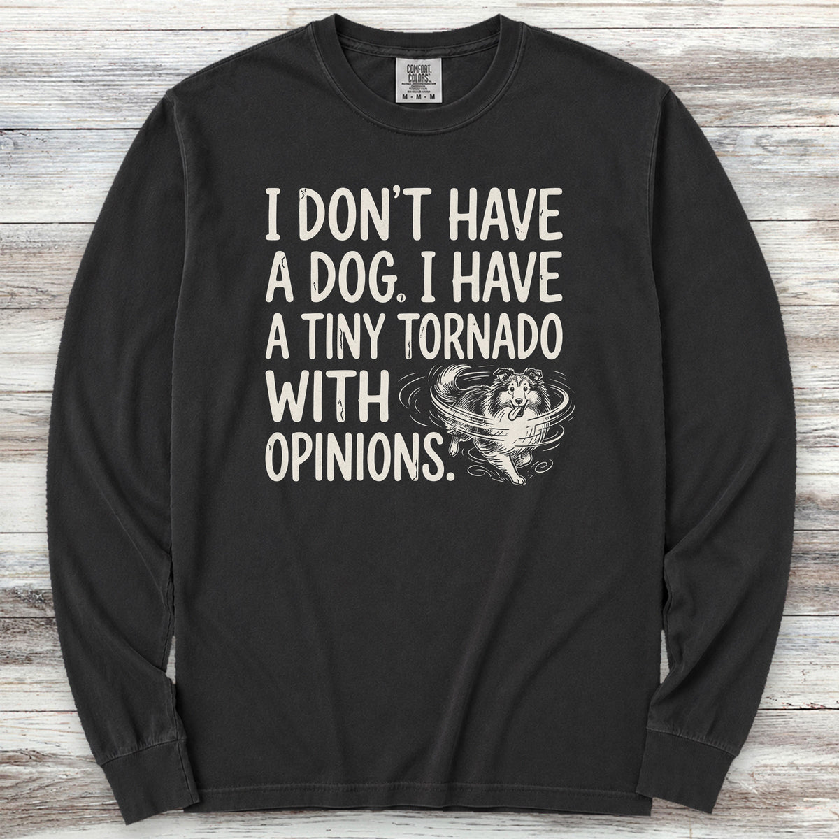 Shetland Sheepdog Tornado Long Sleeve Tee - Black