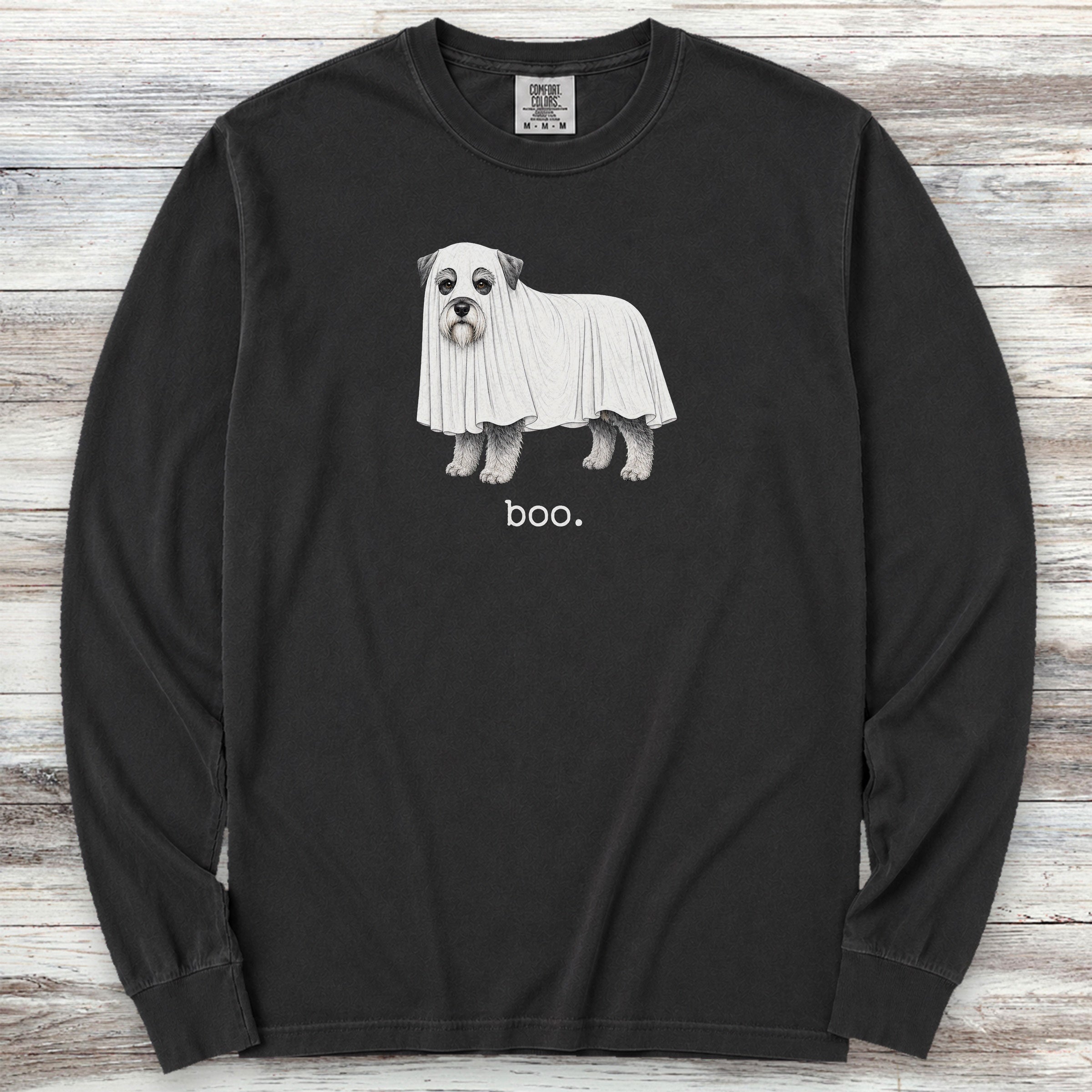 Miniature Schnauzer Boo Long Sleeve Tee - Black