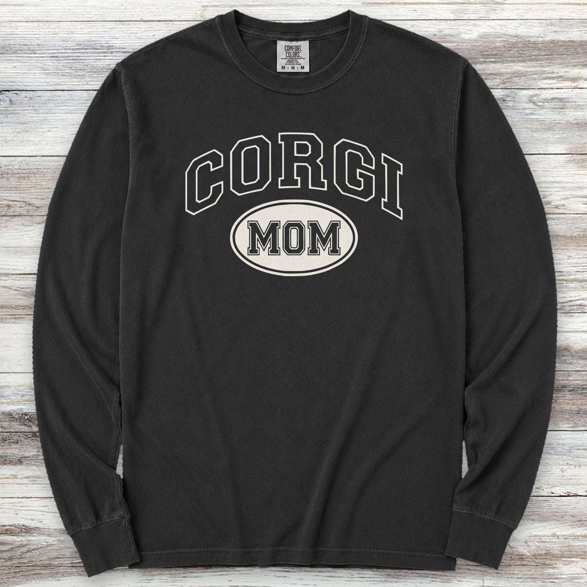 Corgi University Mom Long Sleeve Tee - Black