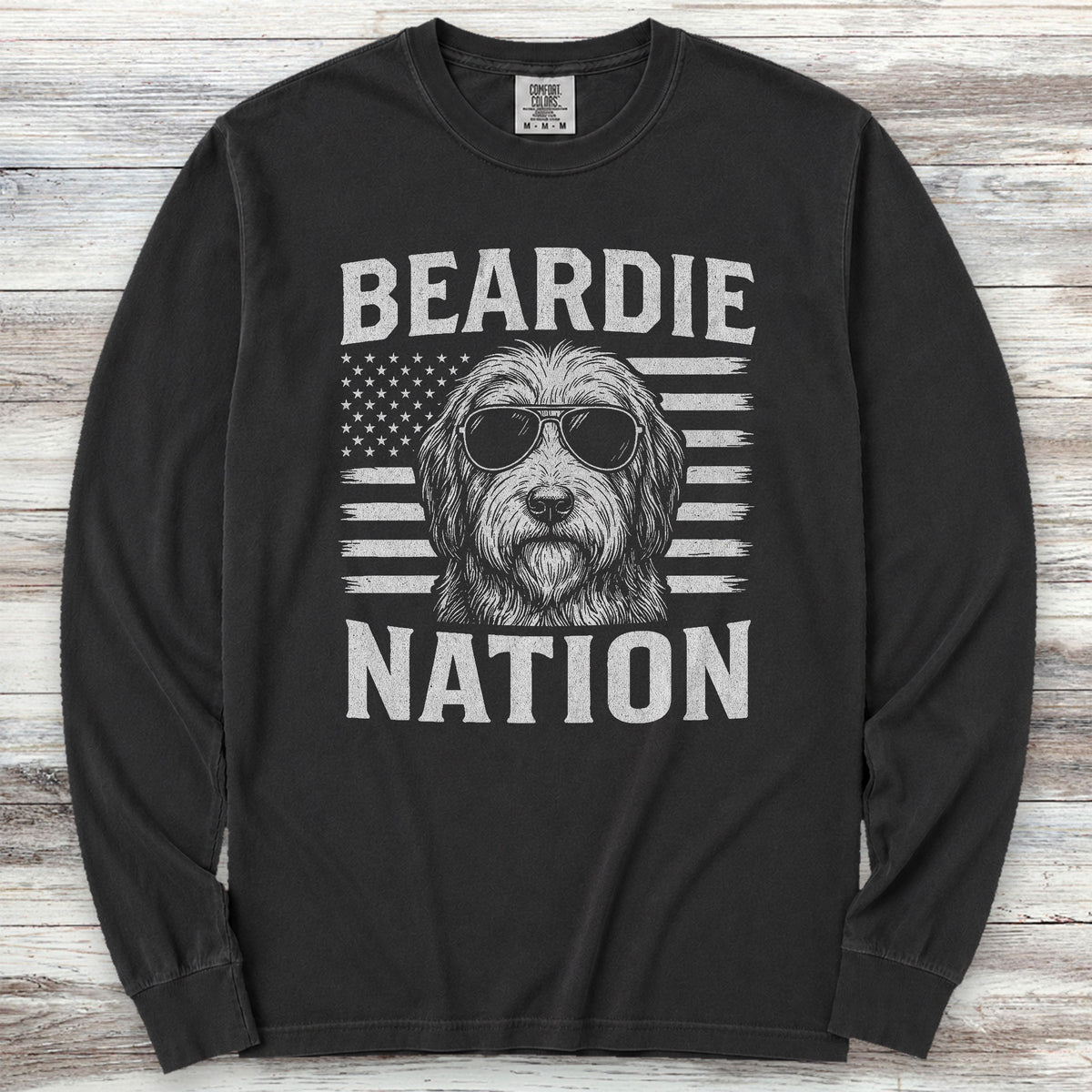 Bearded Collie Nation Long Sleeve Tee - Black