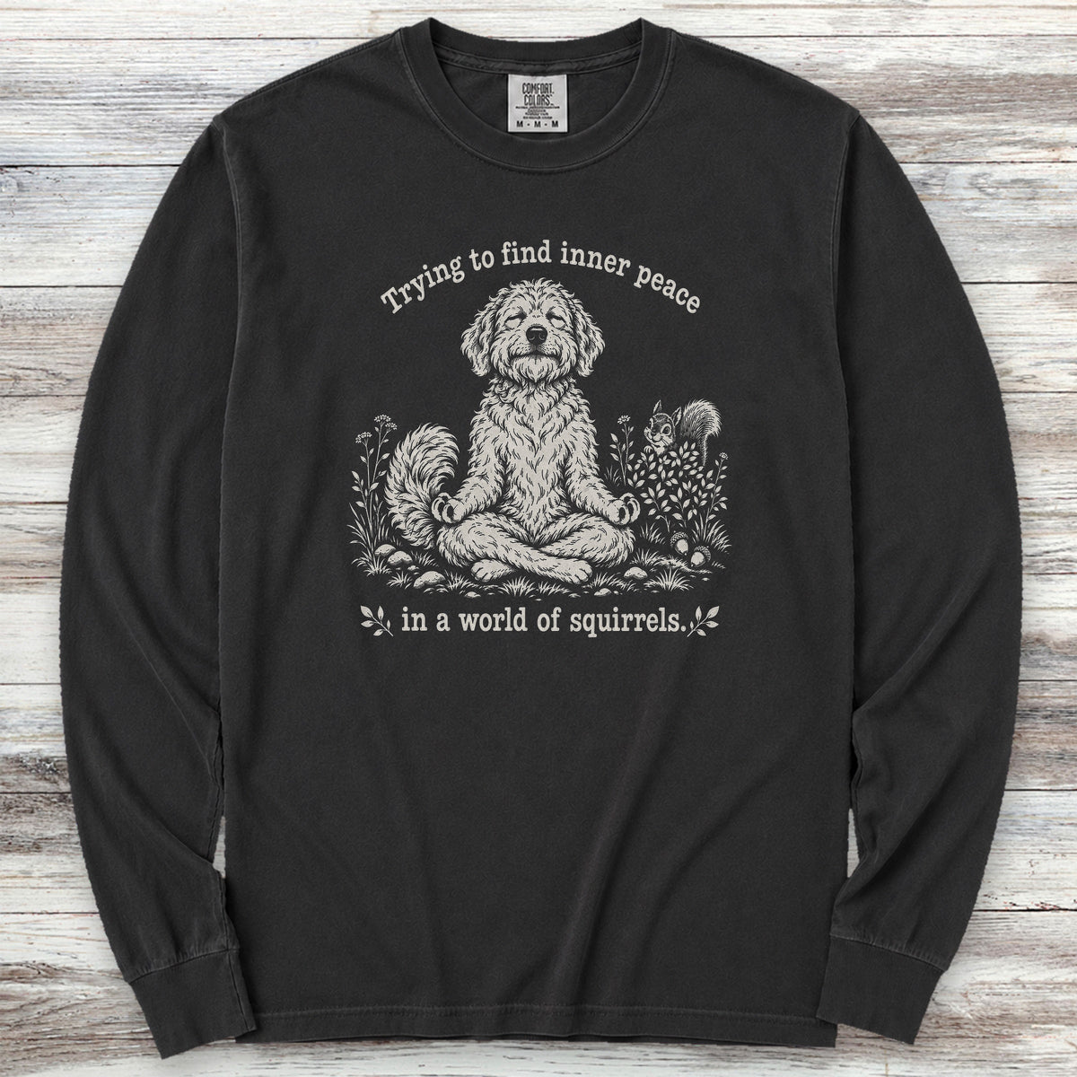 Goldendoodle Inner Peace Long Sleeve Tee - Black