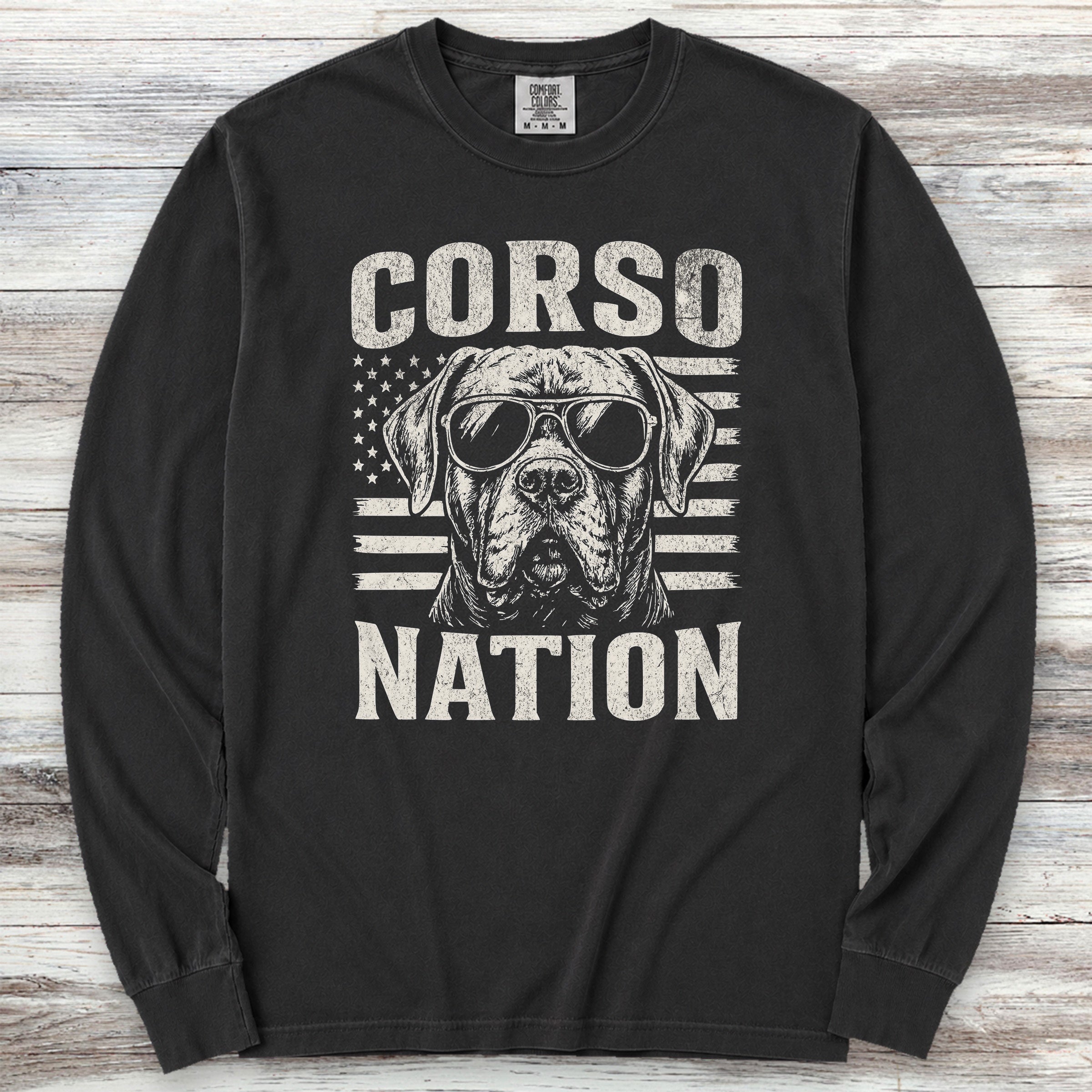 Cane Corso Nation Long Sleeve Tee - Black
