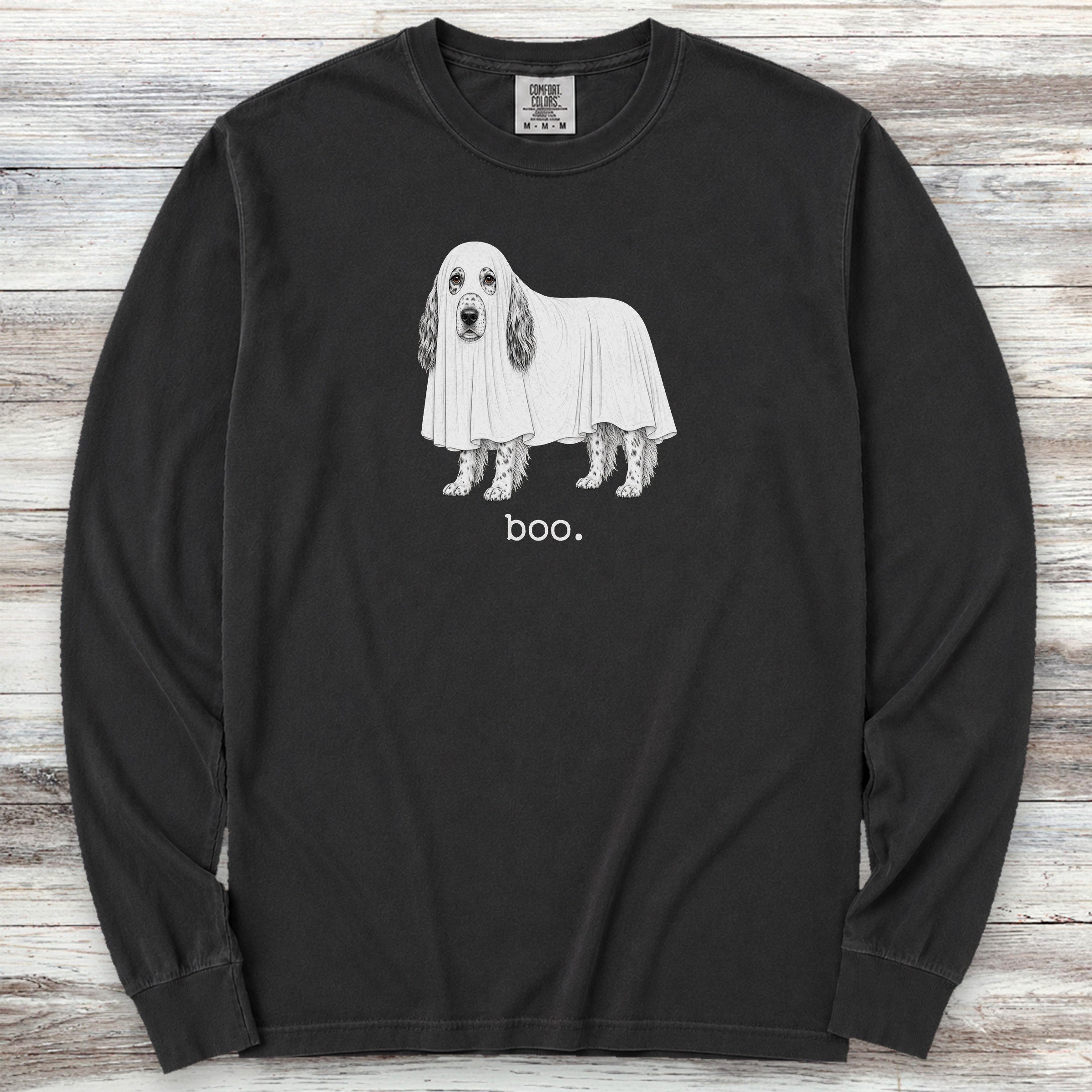 English Setter Boo Long Sleeve Tee - Black