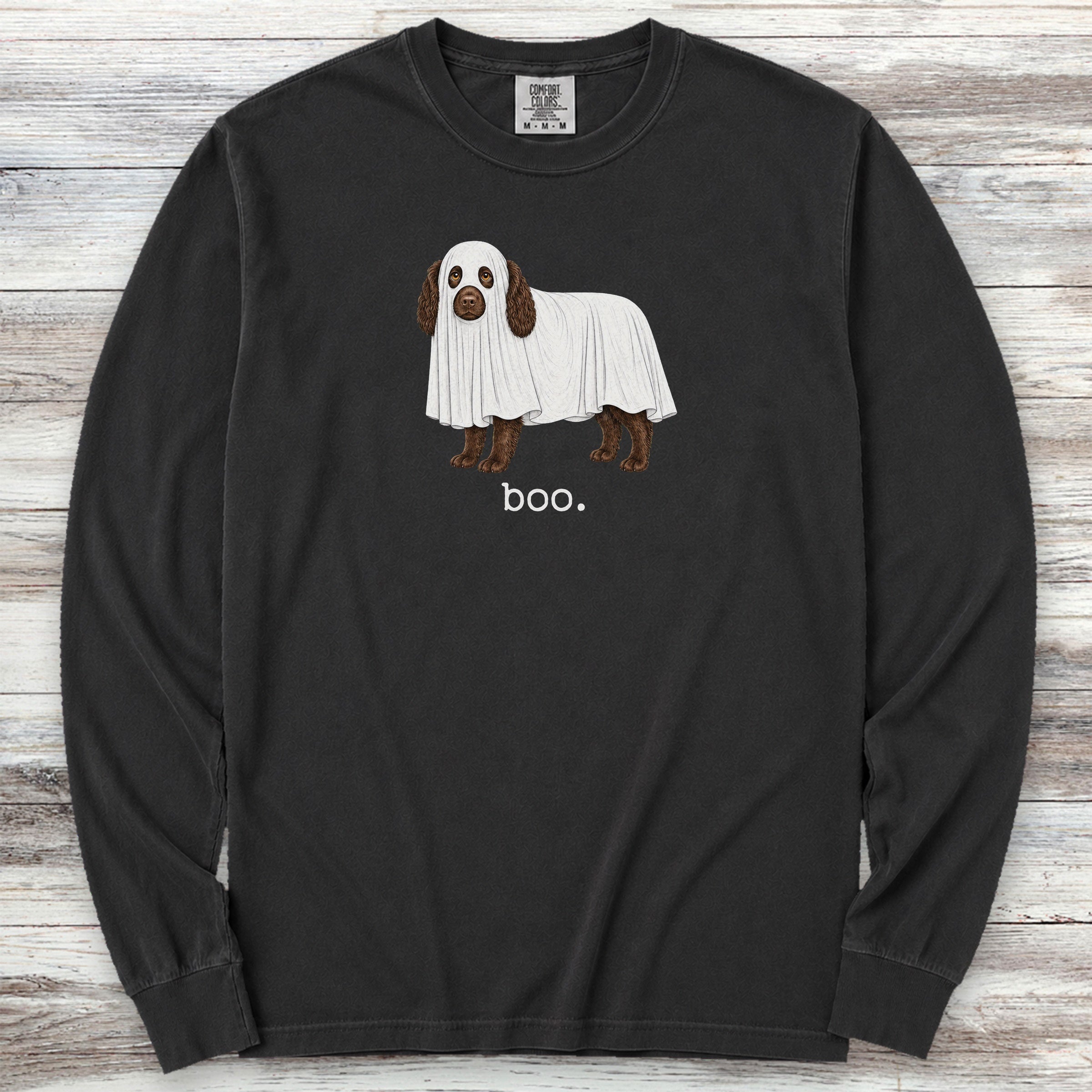 Boykin Spaniel Boo Long Sleeve Tee - Black
