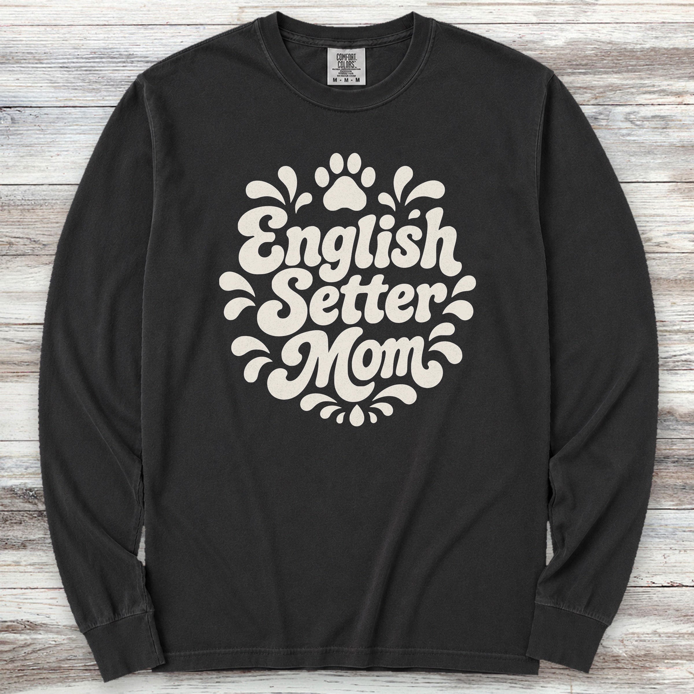 English Setter Groovy Mom Long Sleeve Tee - Black