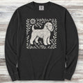 Wheaten Terrier Linocut Long Sleeve Tee - Black