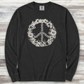Vintage Floral Peace Long Sleeve Tee - Black