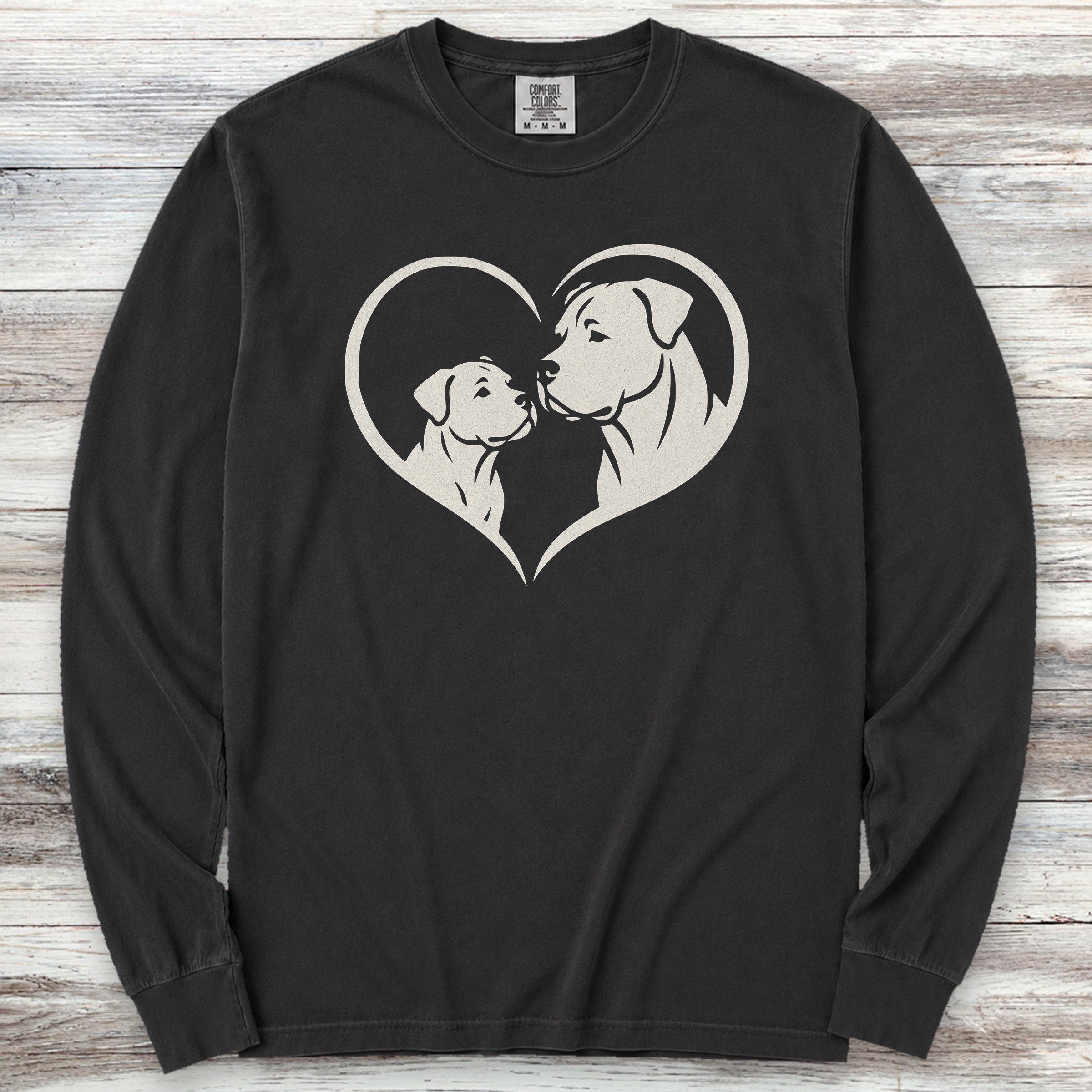 Cane Corso Heart Bond Natural Long Sleeve Tee - Black
