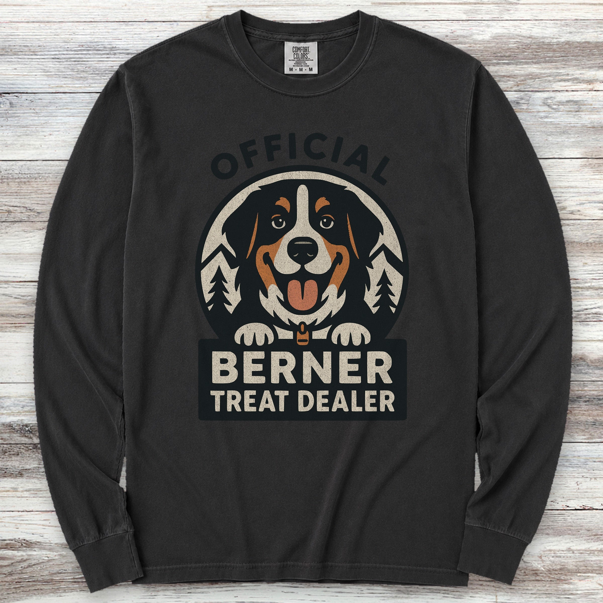 Bernese Mountain Dog Treat Dealer Long Sleeve Tee - Black
