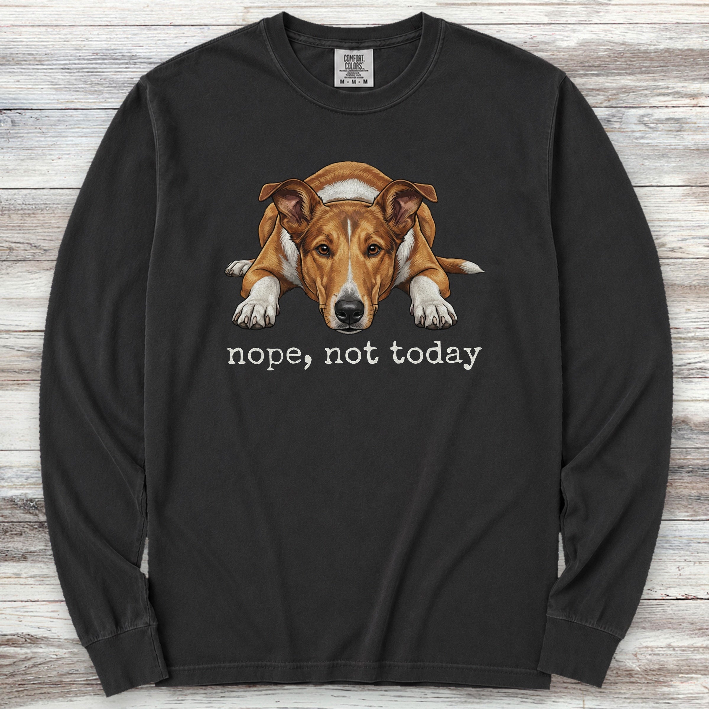 Smooth Collie Nope Long Sleeve Tee - Black