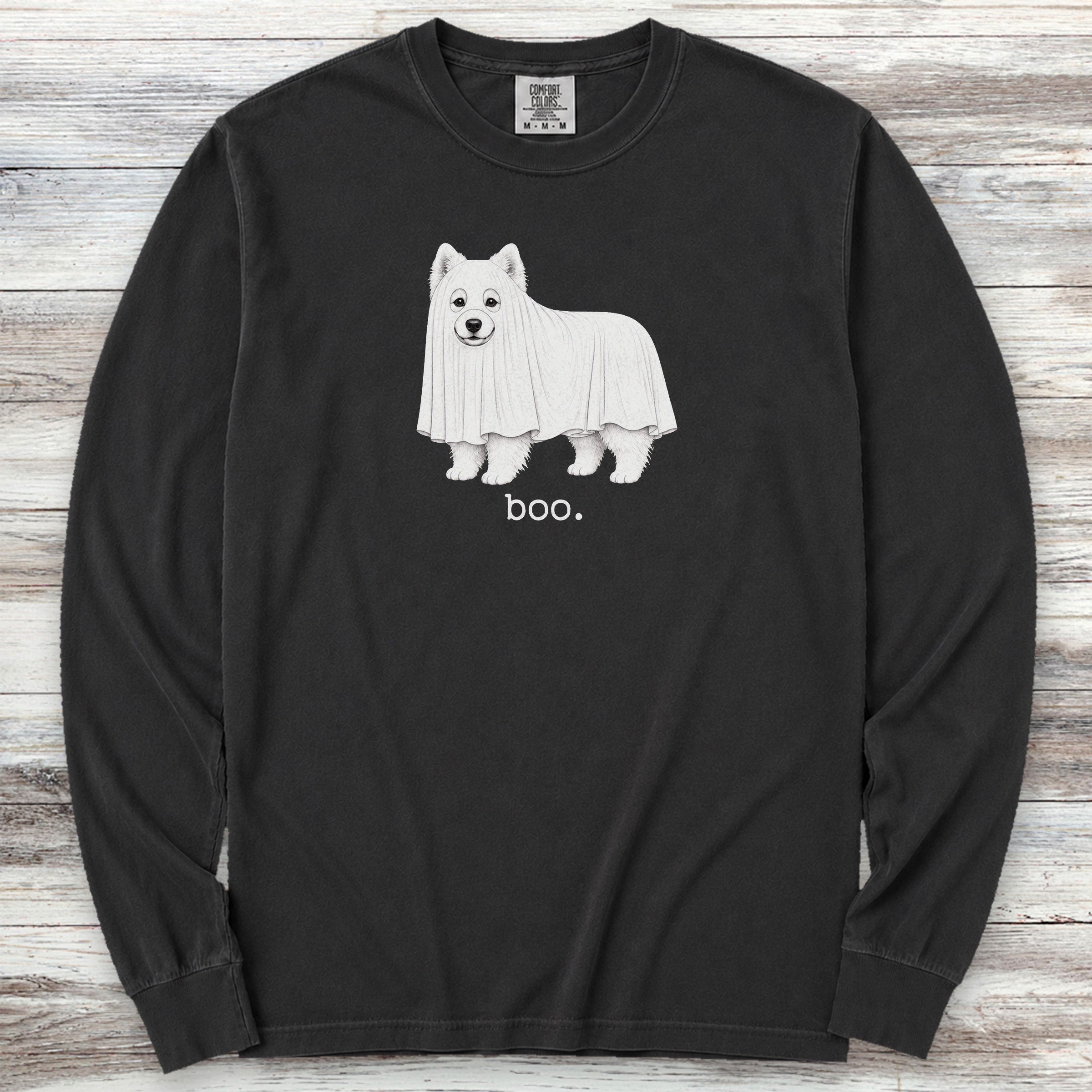 Samoyed Boo Long Sleeve Tee - Black