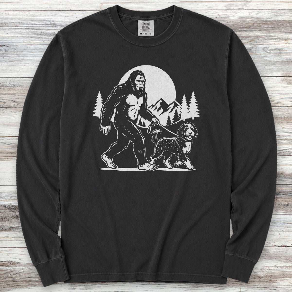 Bernedoodle & Bigfoot Long Sleeve Tee - Black