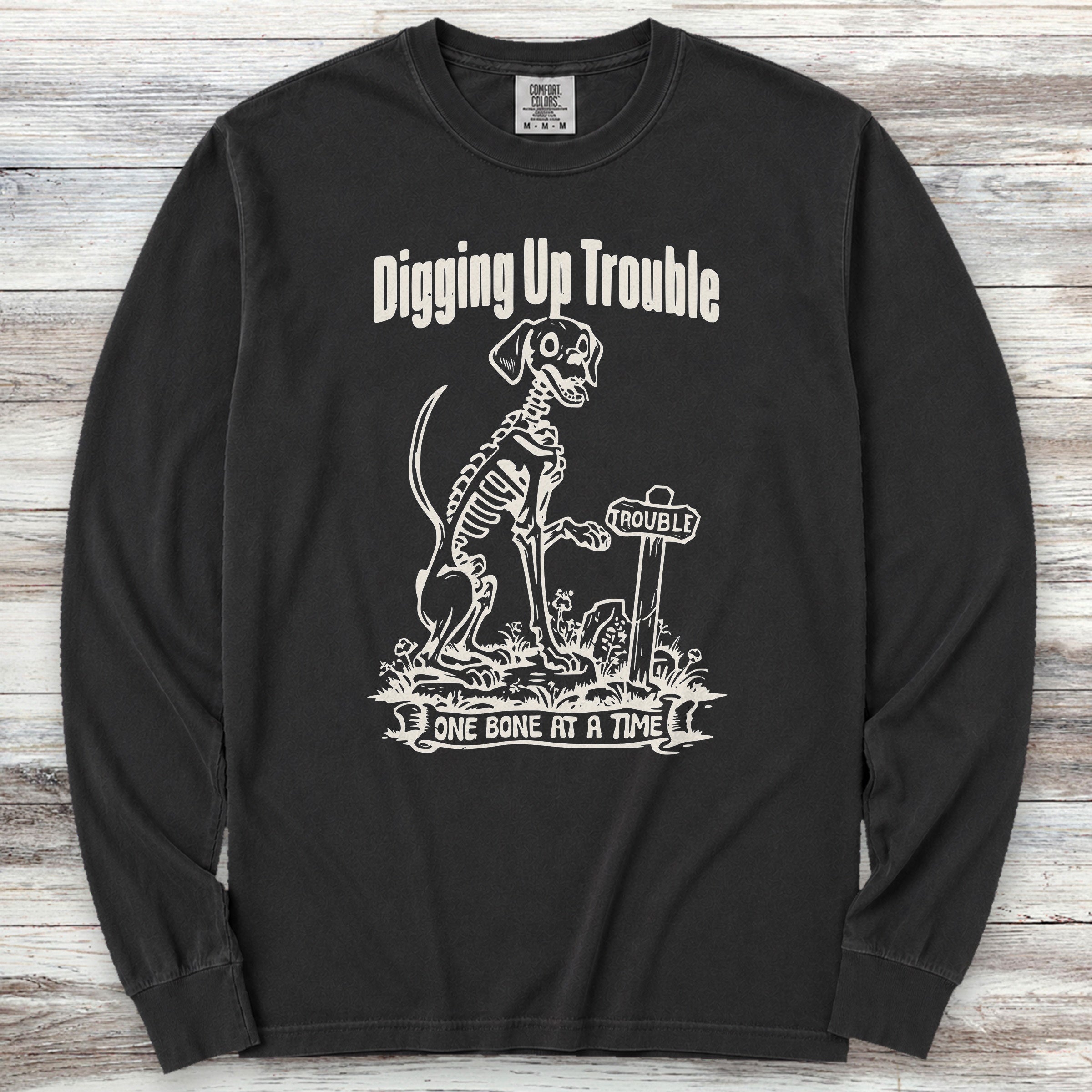 Digging Up Trouble Long Sleeve Tee - Black
