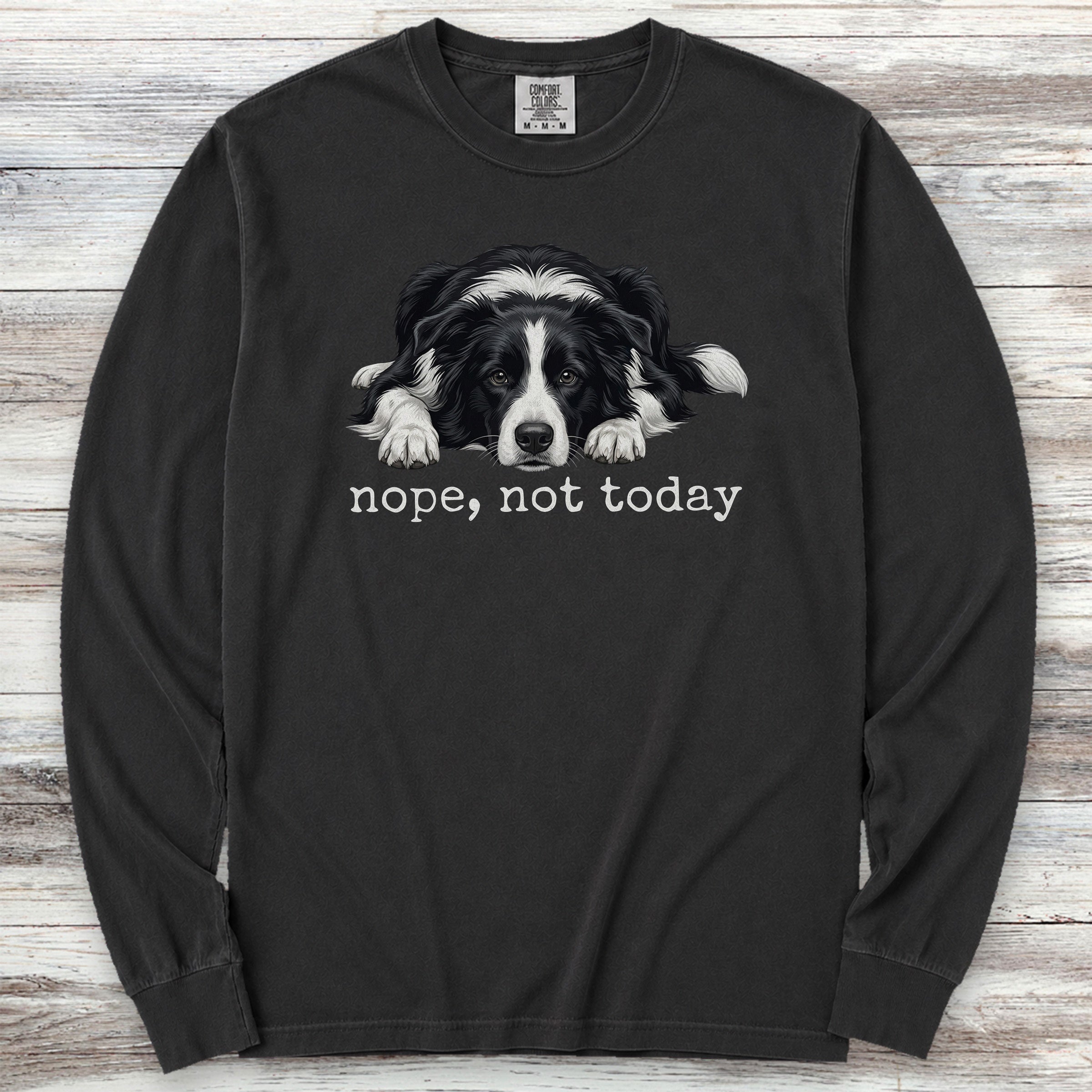 Border Collie Nope Long Sleeve Tee - Black