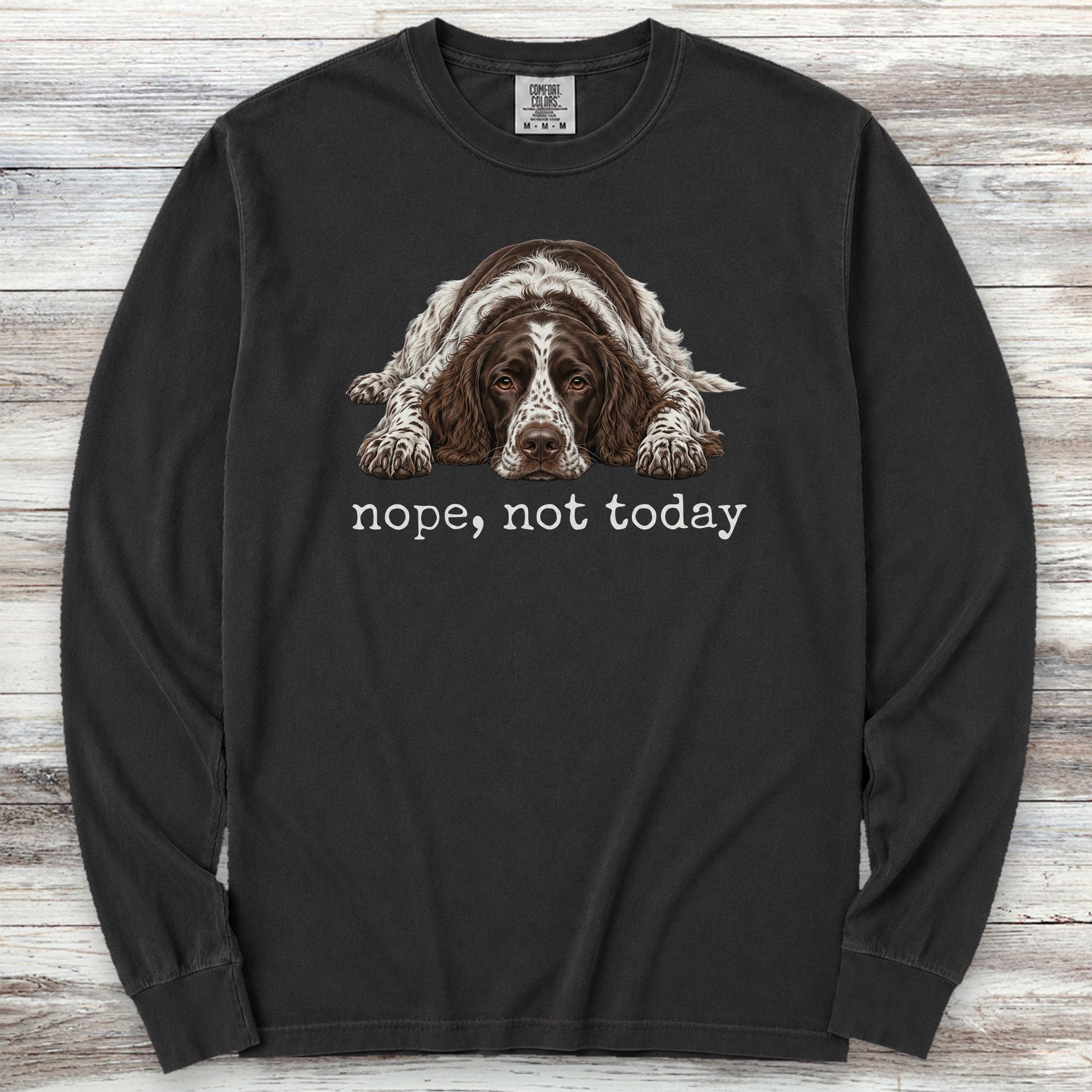 English Springer Spaniel Nope Long Sleeve Tee - Black