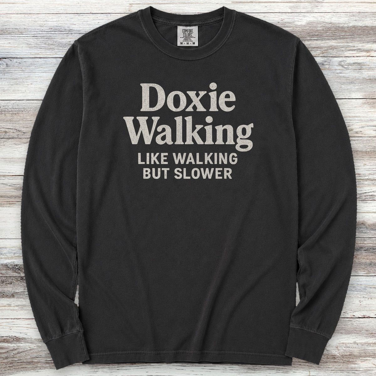 Dachshund Doxie Walking Long Sleeve Tee - Black