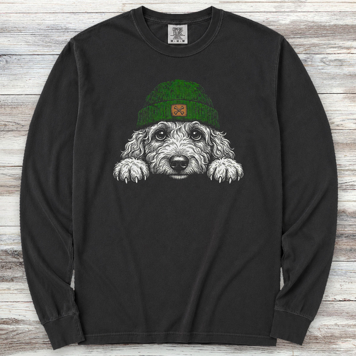Doodle Peek-A-Doo Long Sleeve Tee - Black
