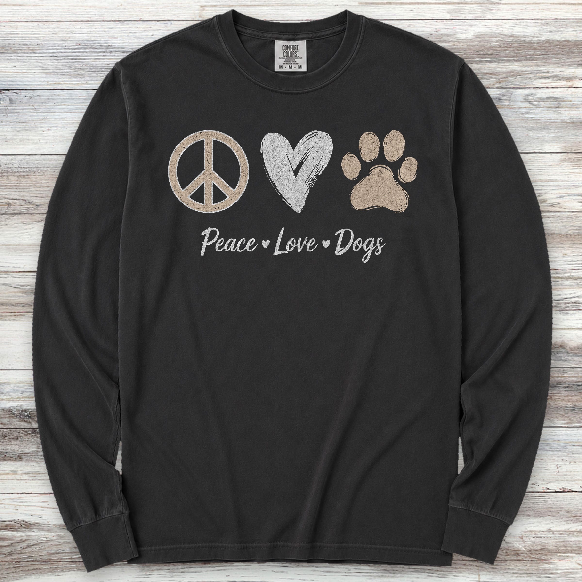 Peace Love Dogs Long Sleeve Tee - Black