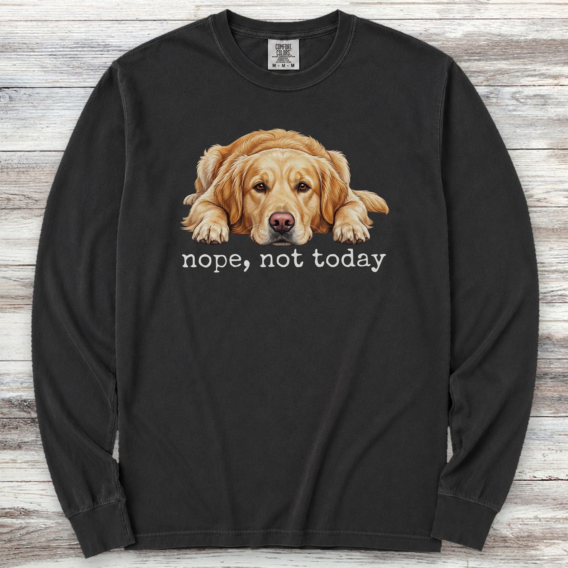 Golden Retriever Nope Long Sleeve Tee - Black