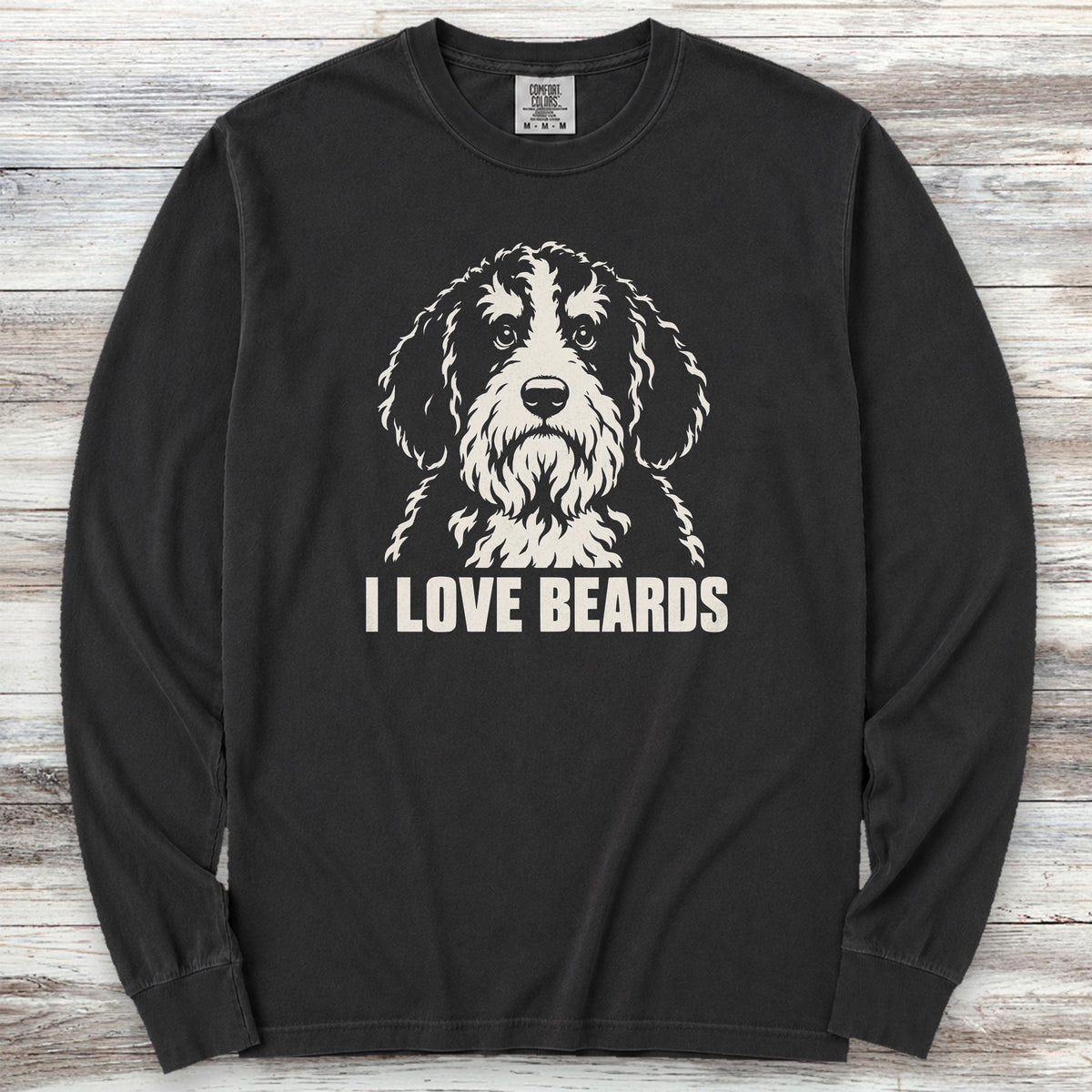 Bernedoodle I Love Beards Long Sleeve Tee - Black