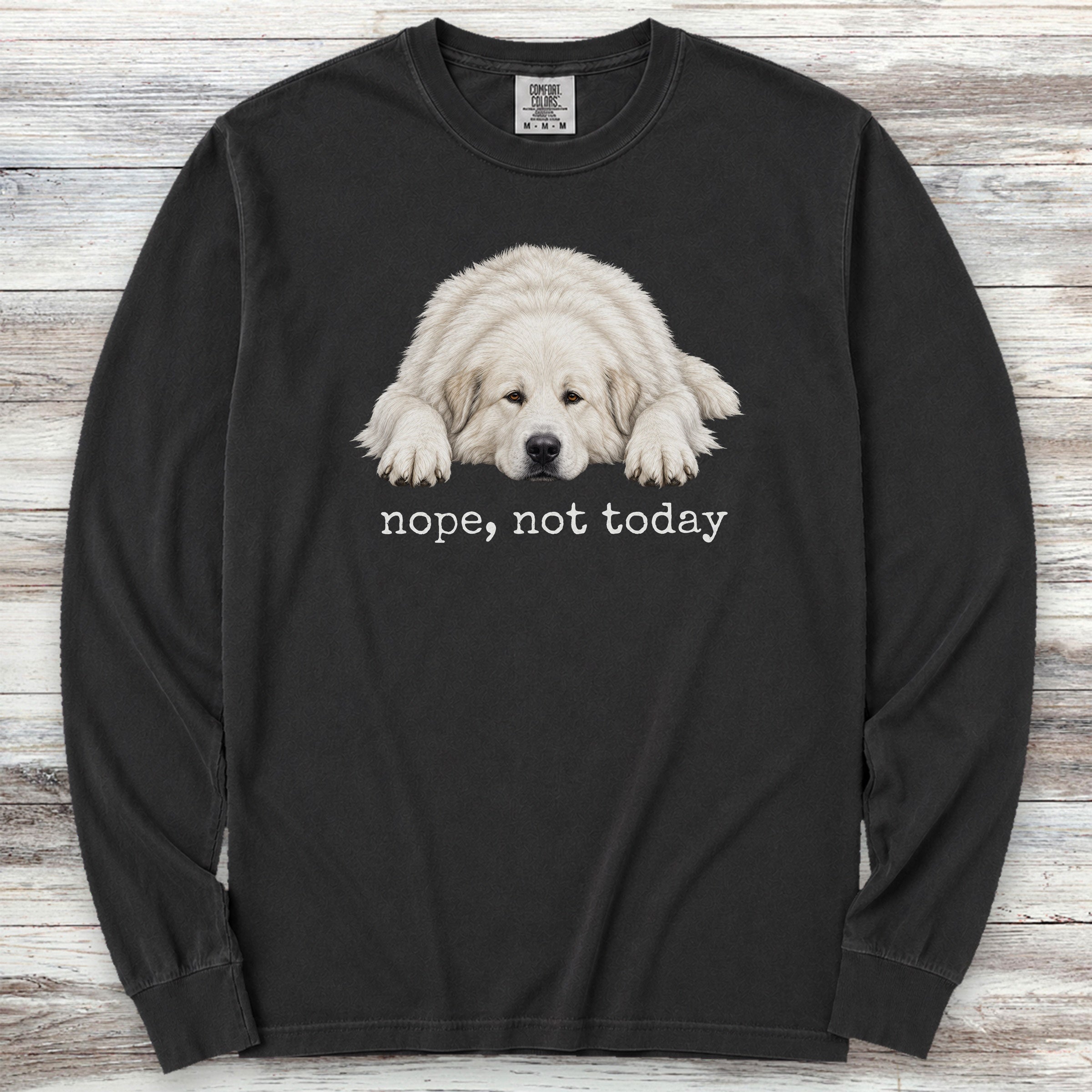 Great Pyrenees Nope Long Sleeve Tee - Black