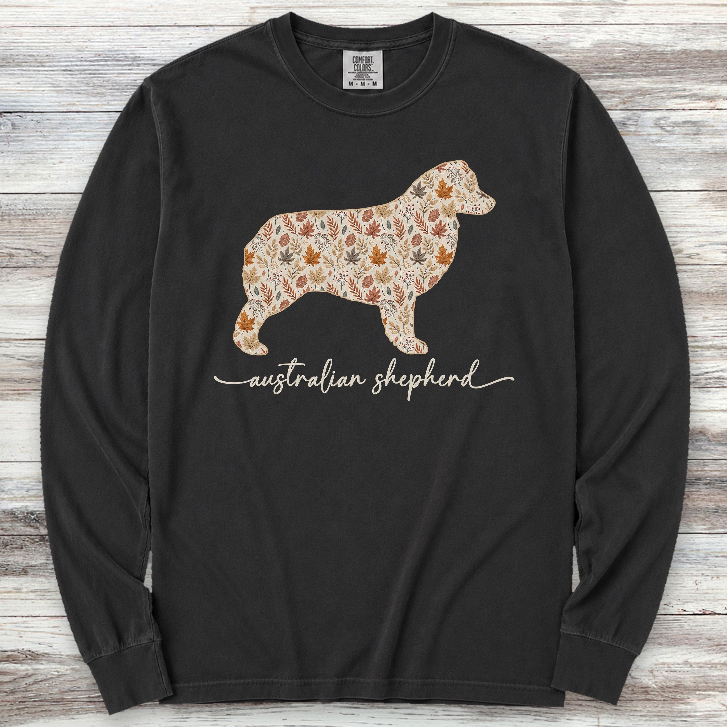 Australian Shepherd Fall Long Sleeve Tee - Black