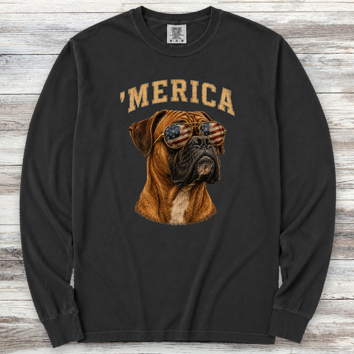 Boxer 'Merica Long Sleeve Tee - Black