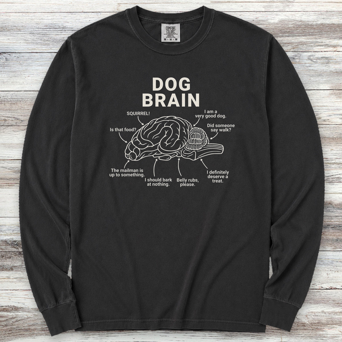 Dog Brain Long Sleeve Tee - Black