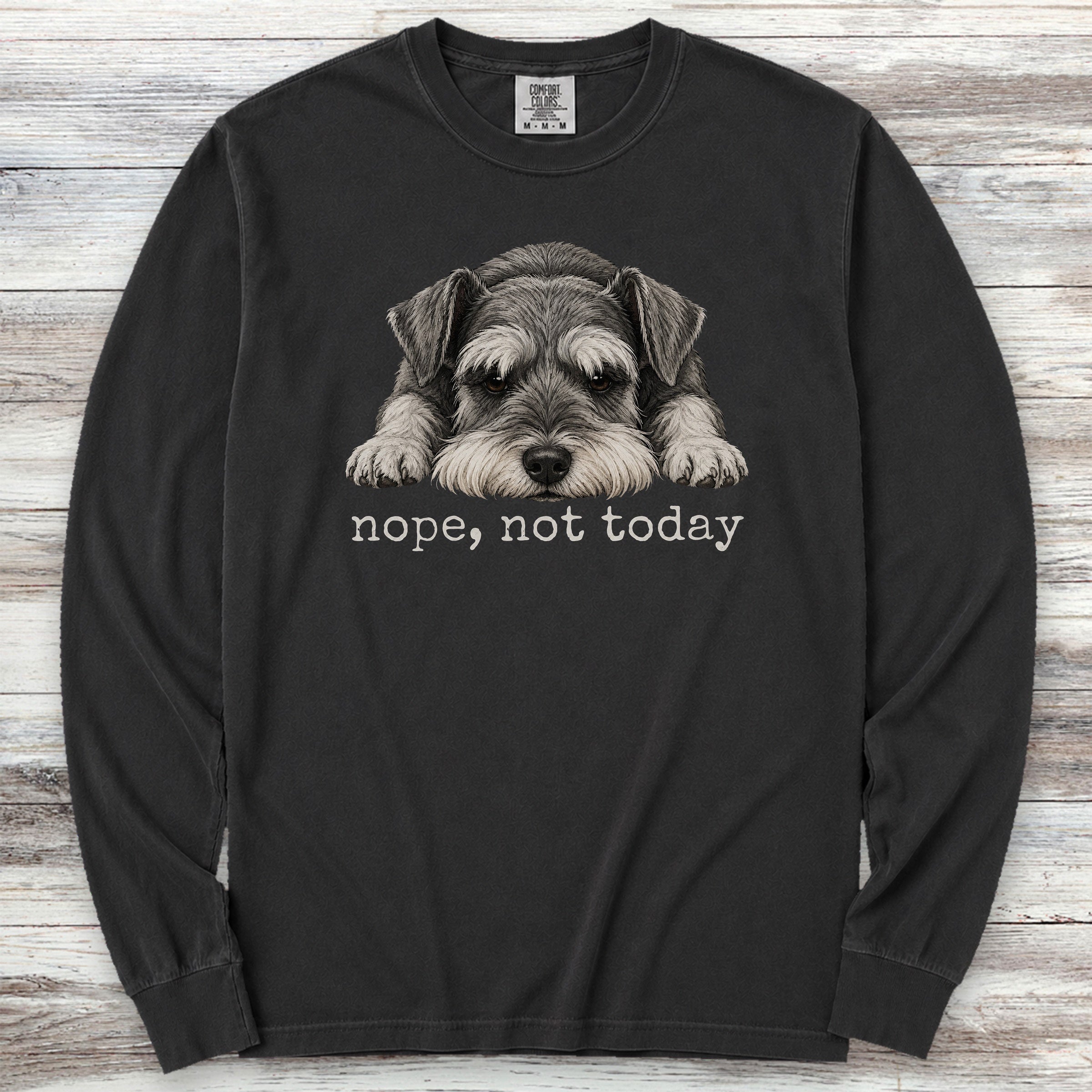 Schnauzer Nope Long Sleeve Tee - Black