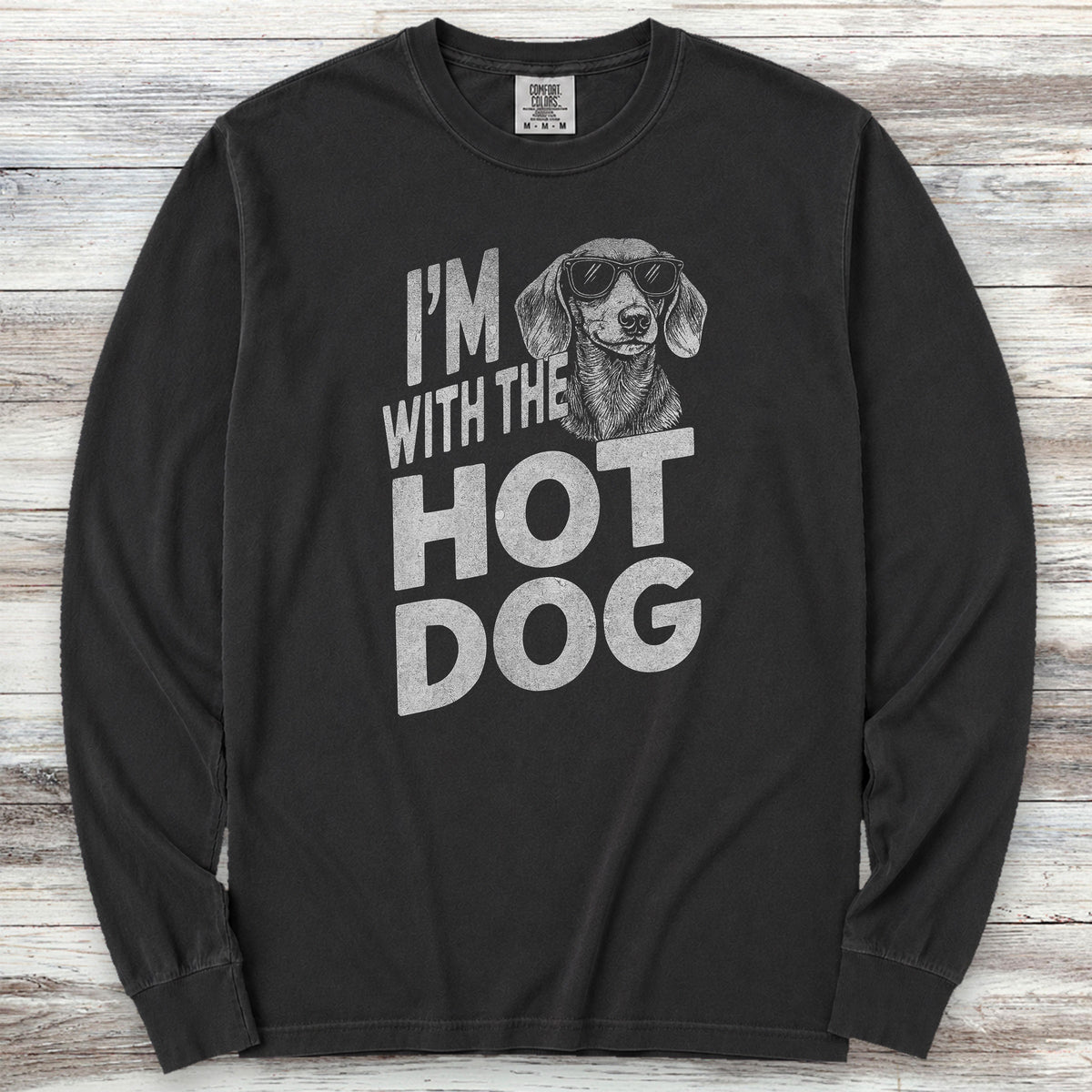 Dachshund Hot Dog Long Sleeve Tee - Black