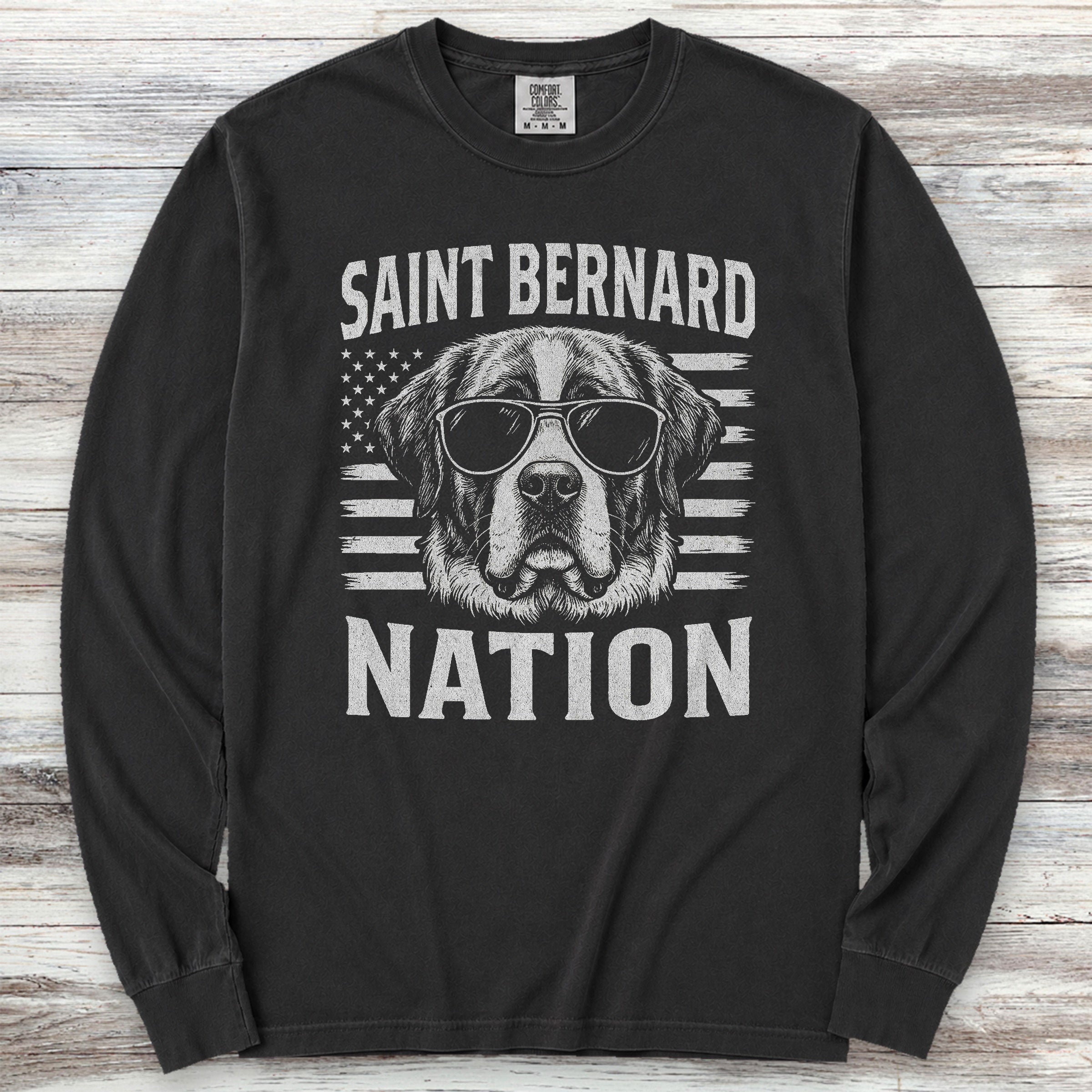 Saint Bernard Nation Long Sleeve Tee - Black