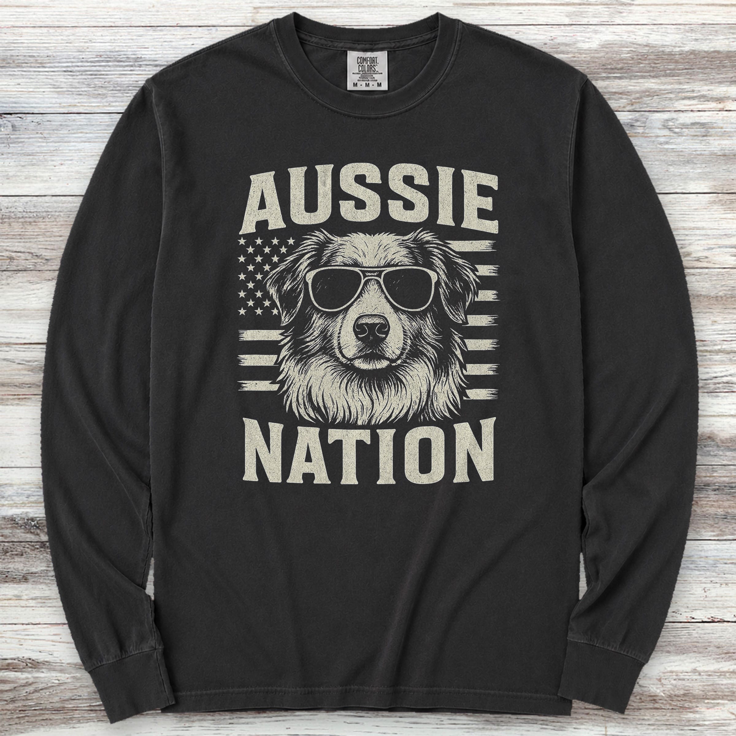 Australian Shepherd Nation Long Sleeve Tee - Black