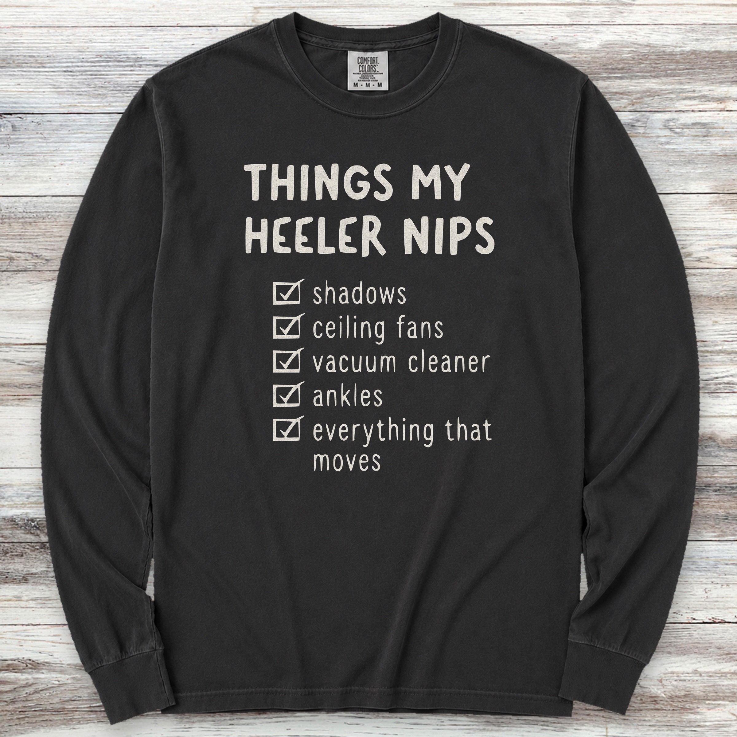 Australian Cattle Dog Nip List Long Sleeve Tee - Black