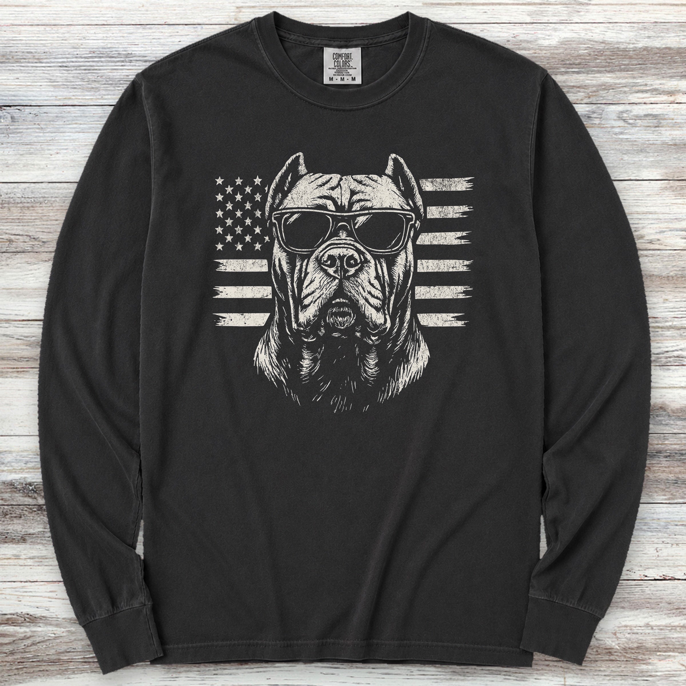 Cane Corso Flag Long Sleeve Tee - Black