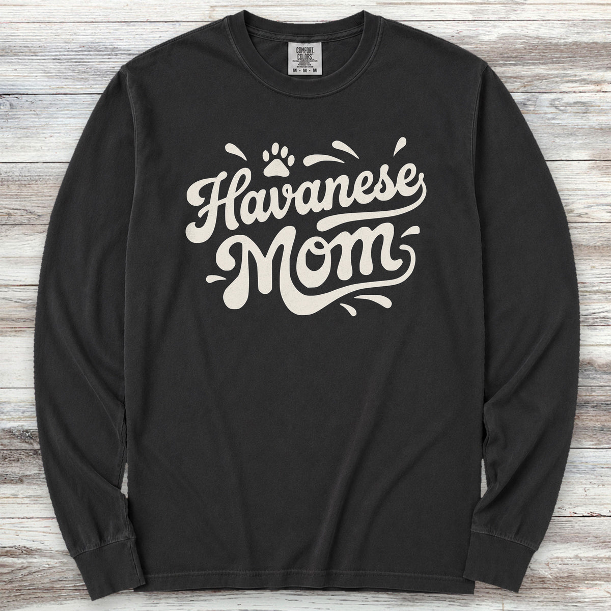 Havanese Groovy Mom Long Sleeve Tee - Black