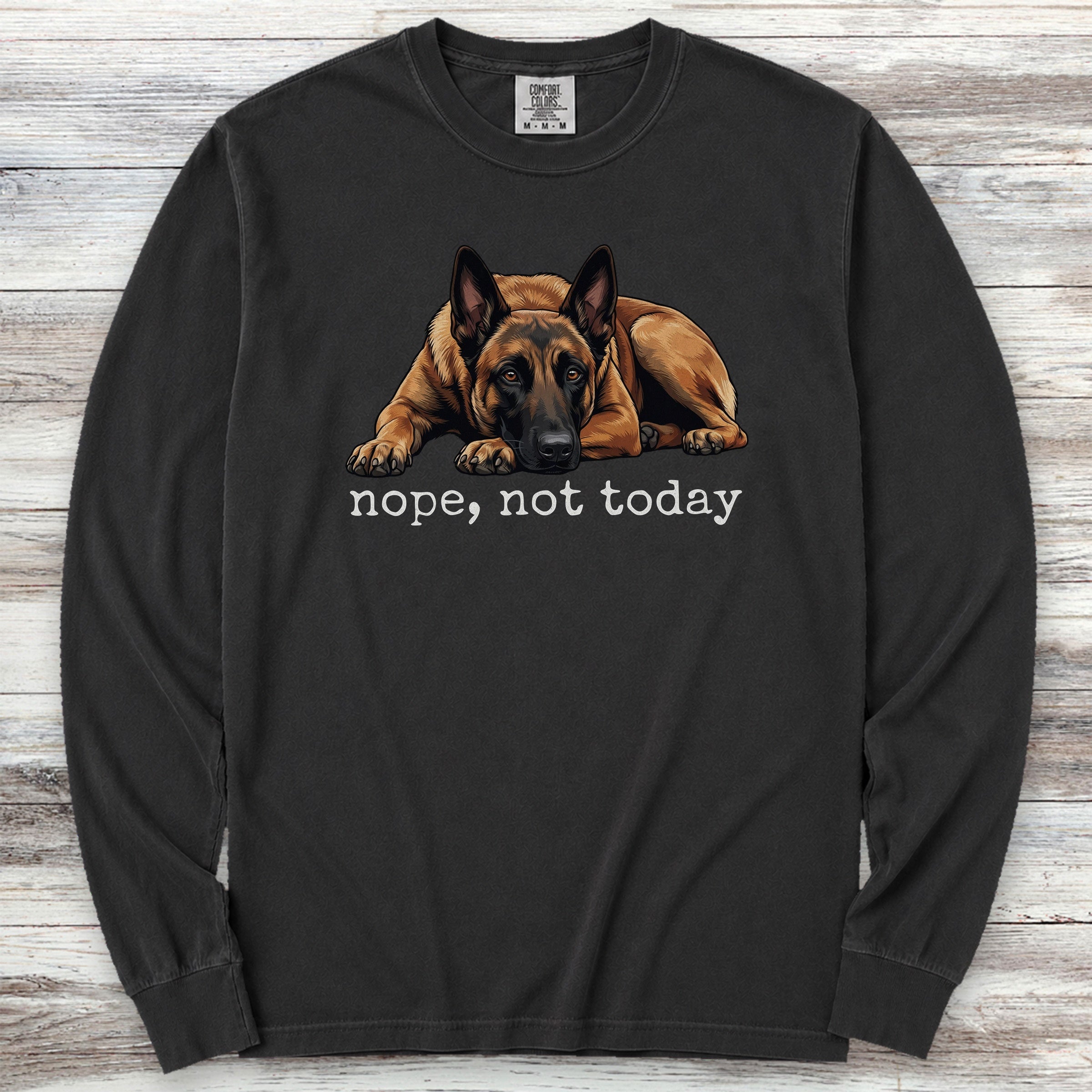 Belgian Malinois Nope Long Sleeve Tee - Black