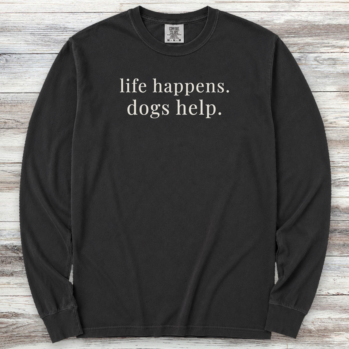 Dogs Help Long Sleeve Tee - Black