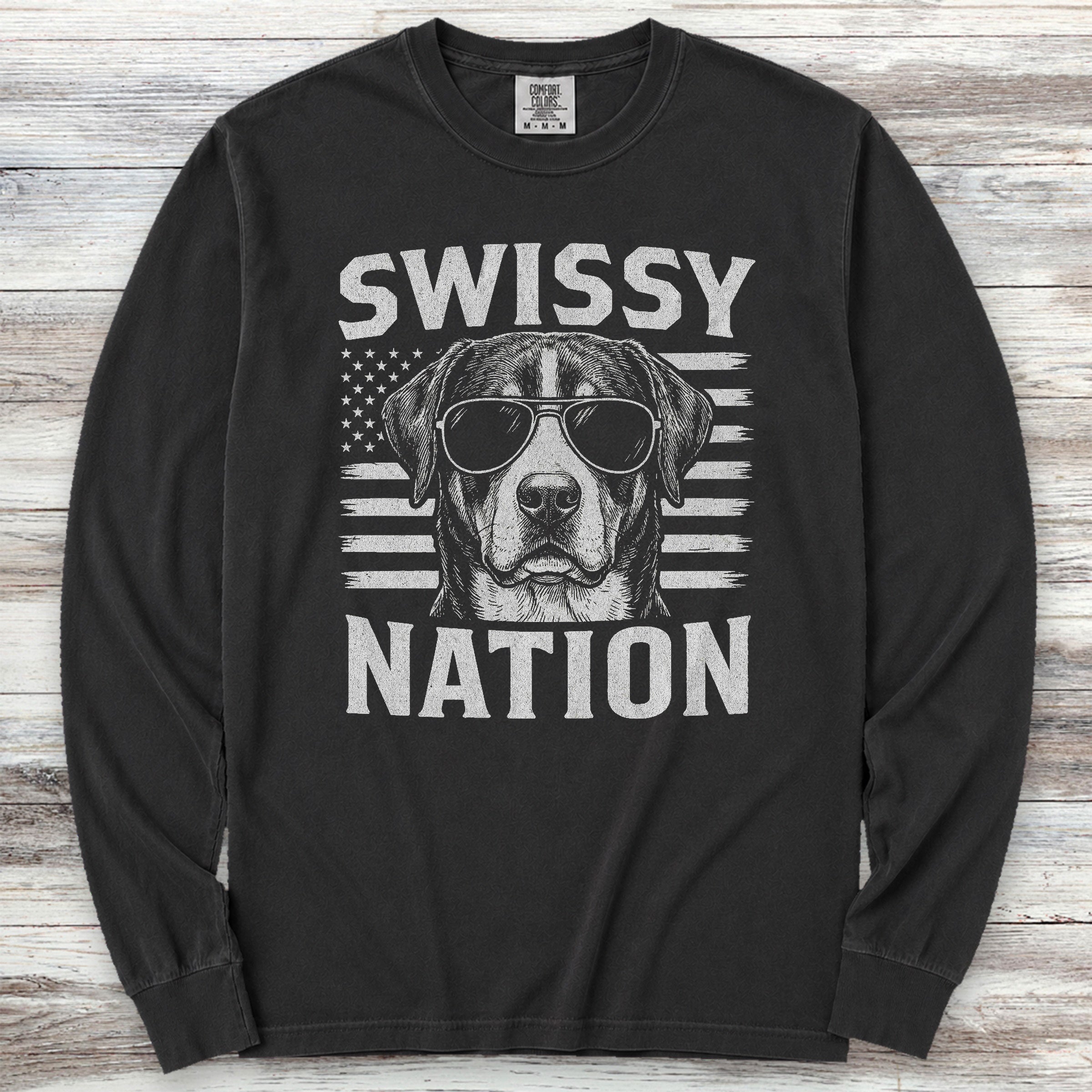 Swiss Mountain Dog Nation Long Sleeve Tee - Black