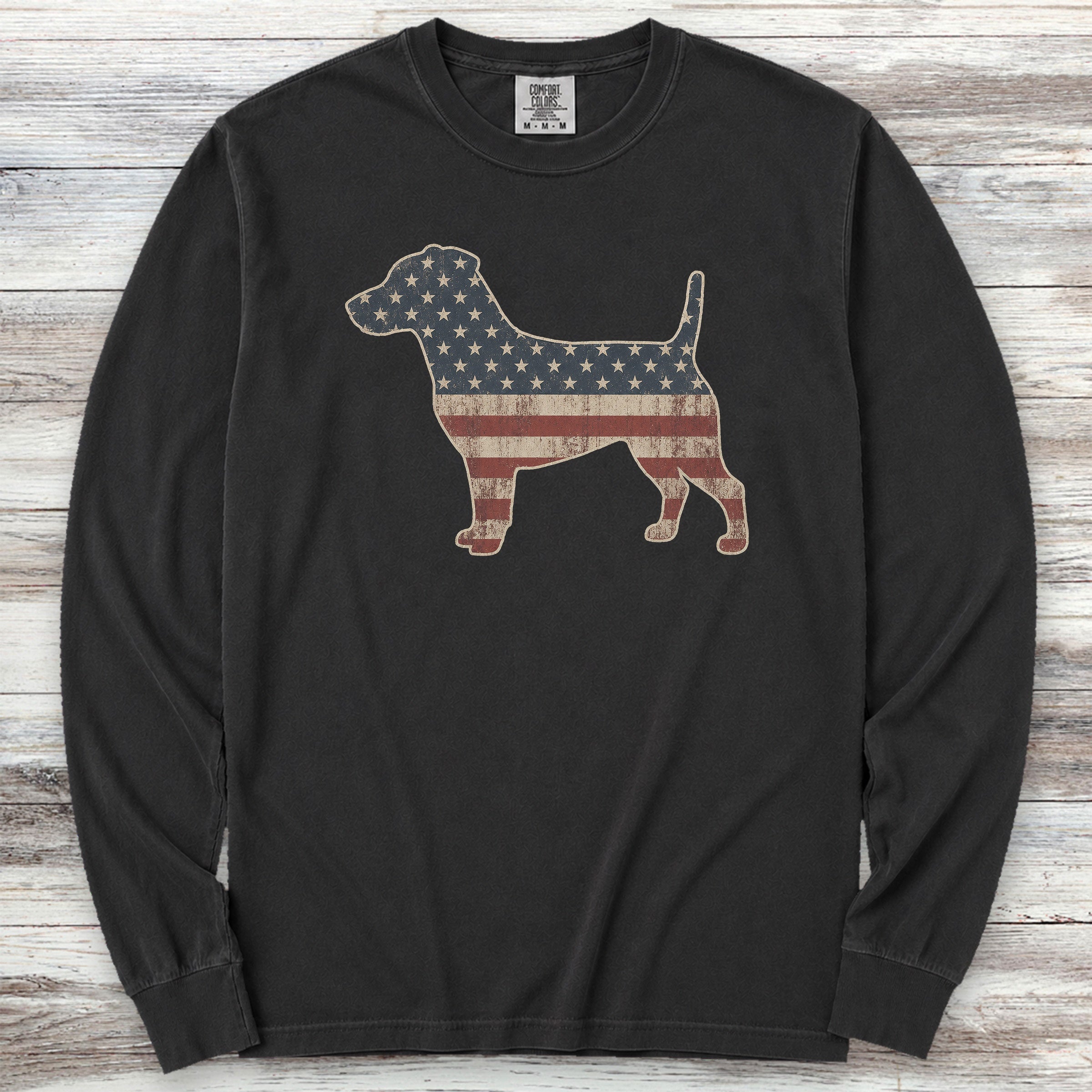 Jack Russell Vintage USA Long Sleeve Tee - Black