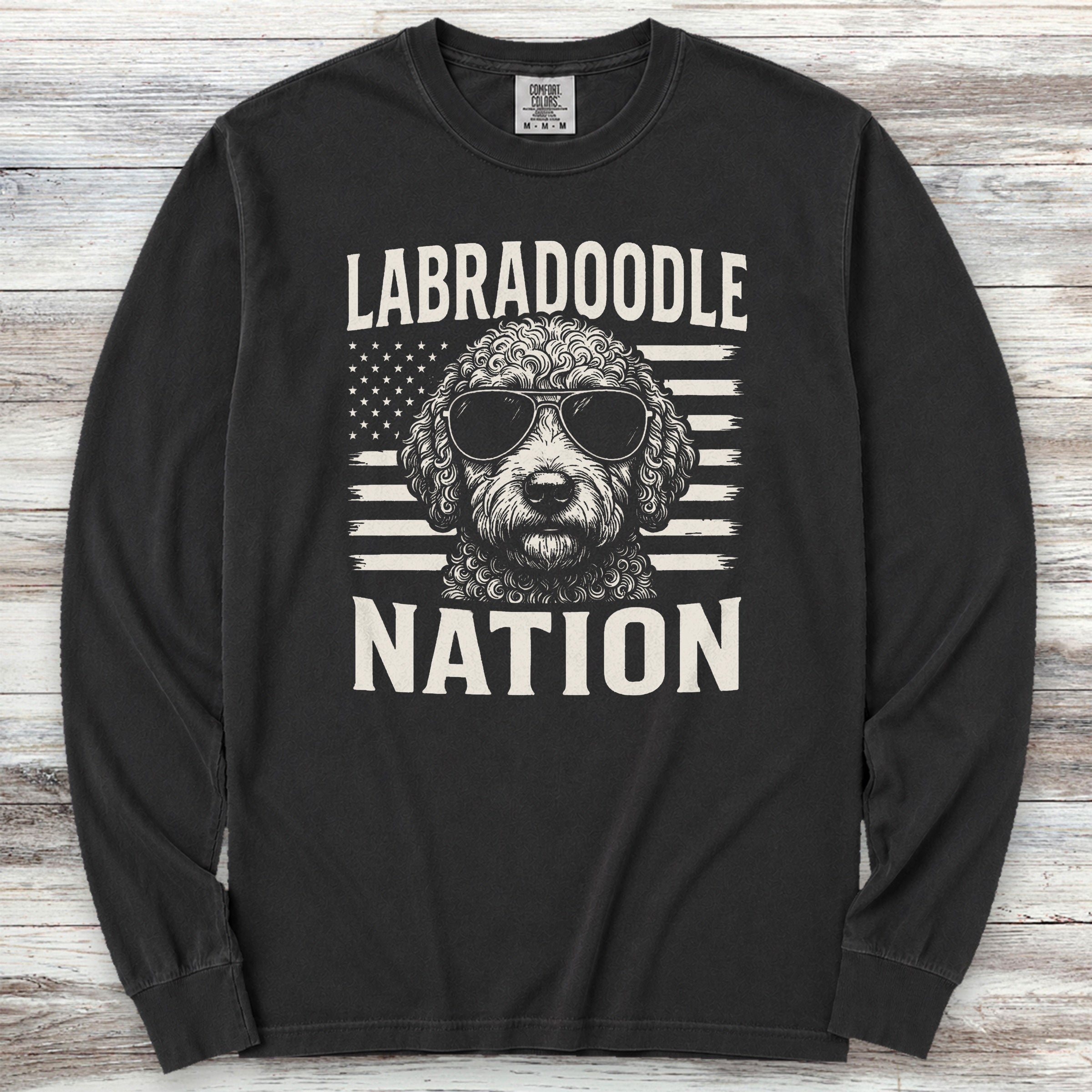 Labradoodle Nation Long Sleeve Tee - Black