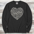 Shetland Sheepdog Heart Script Long Sleeve Tee - Black