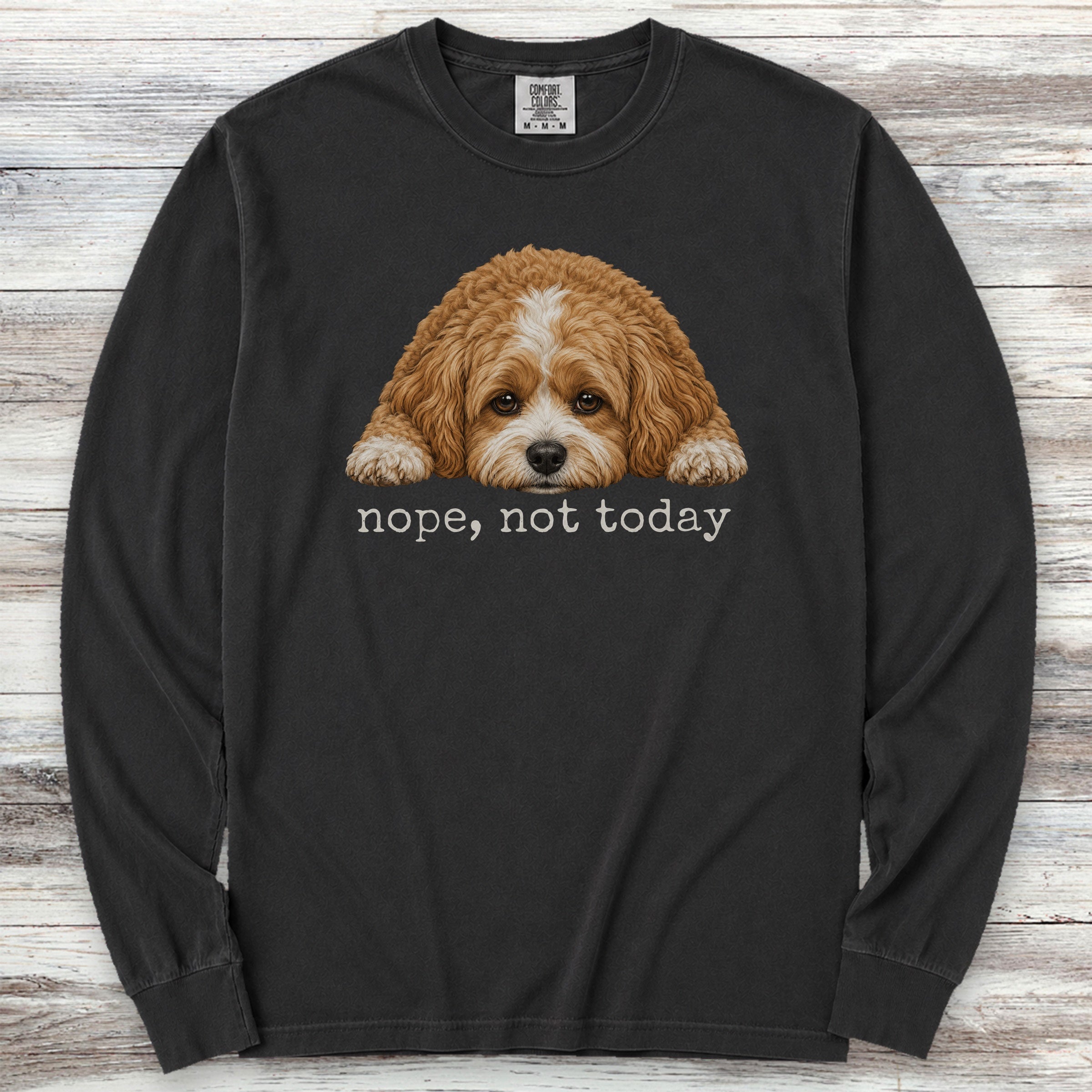 Cavapoo Nope Long Sleeve Tee - Black
