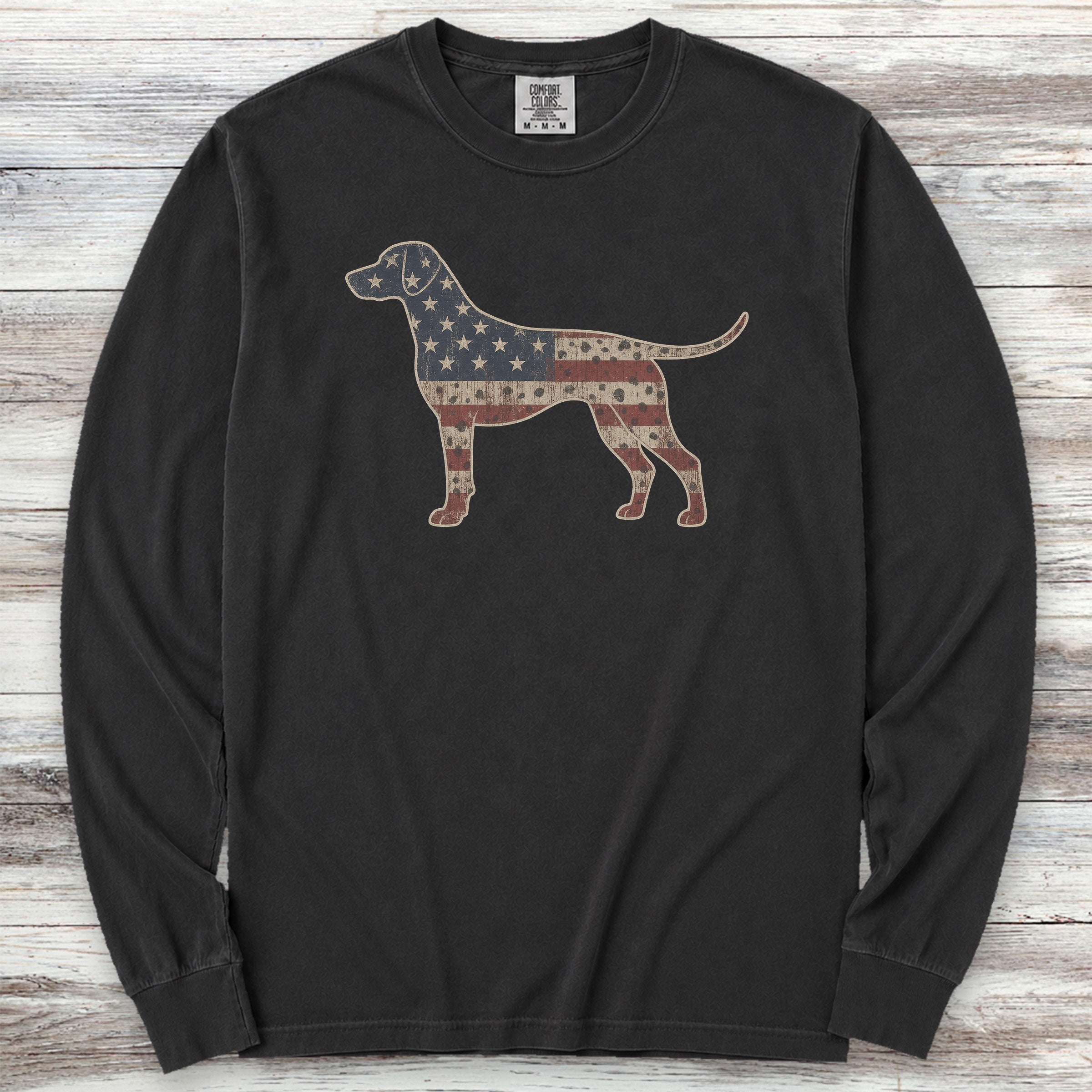 Dalmatian Vintage USA Long Sleeve Tee - Black