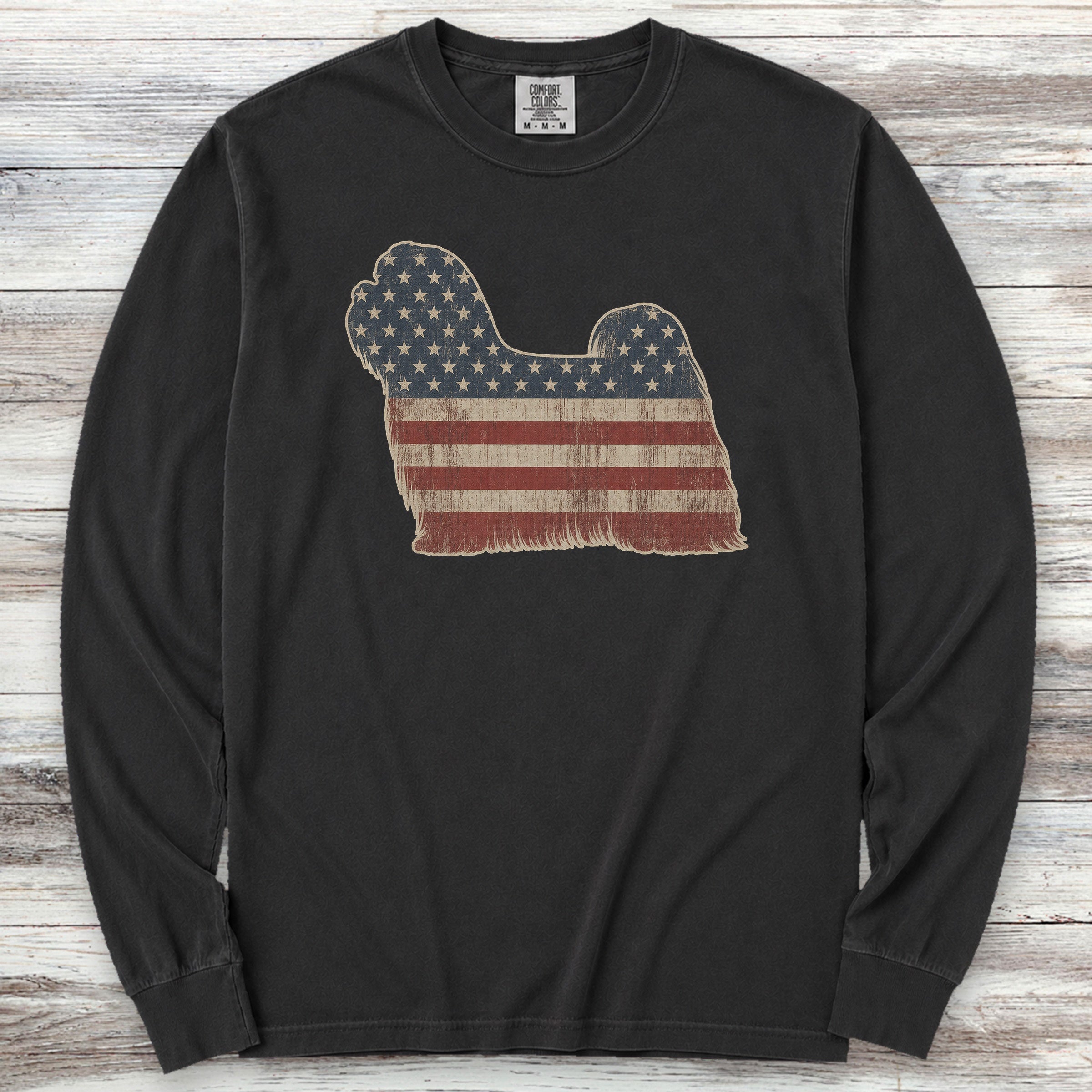 Maltese Vintage USA Long Sleeve Tee - Black