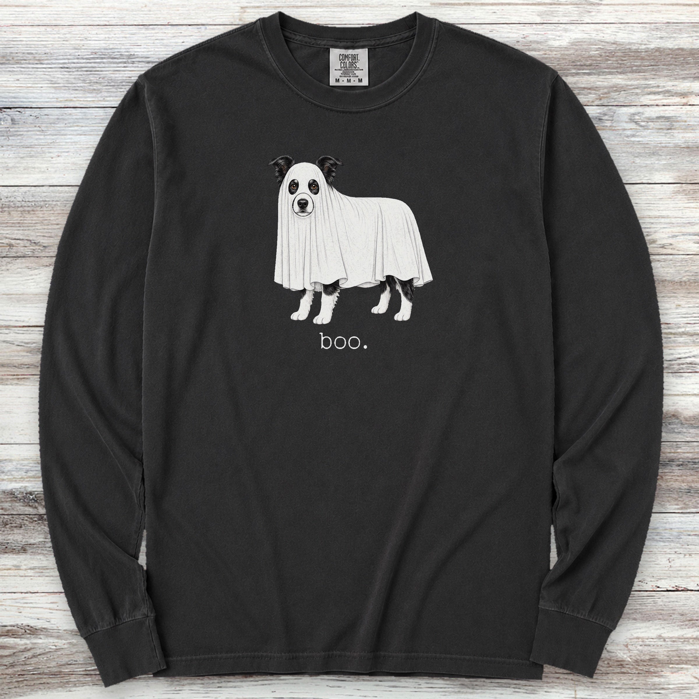 Border Collie Boo Long Sleeve Tee - Black