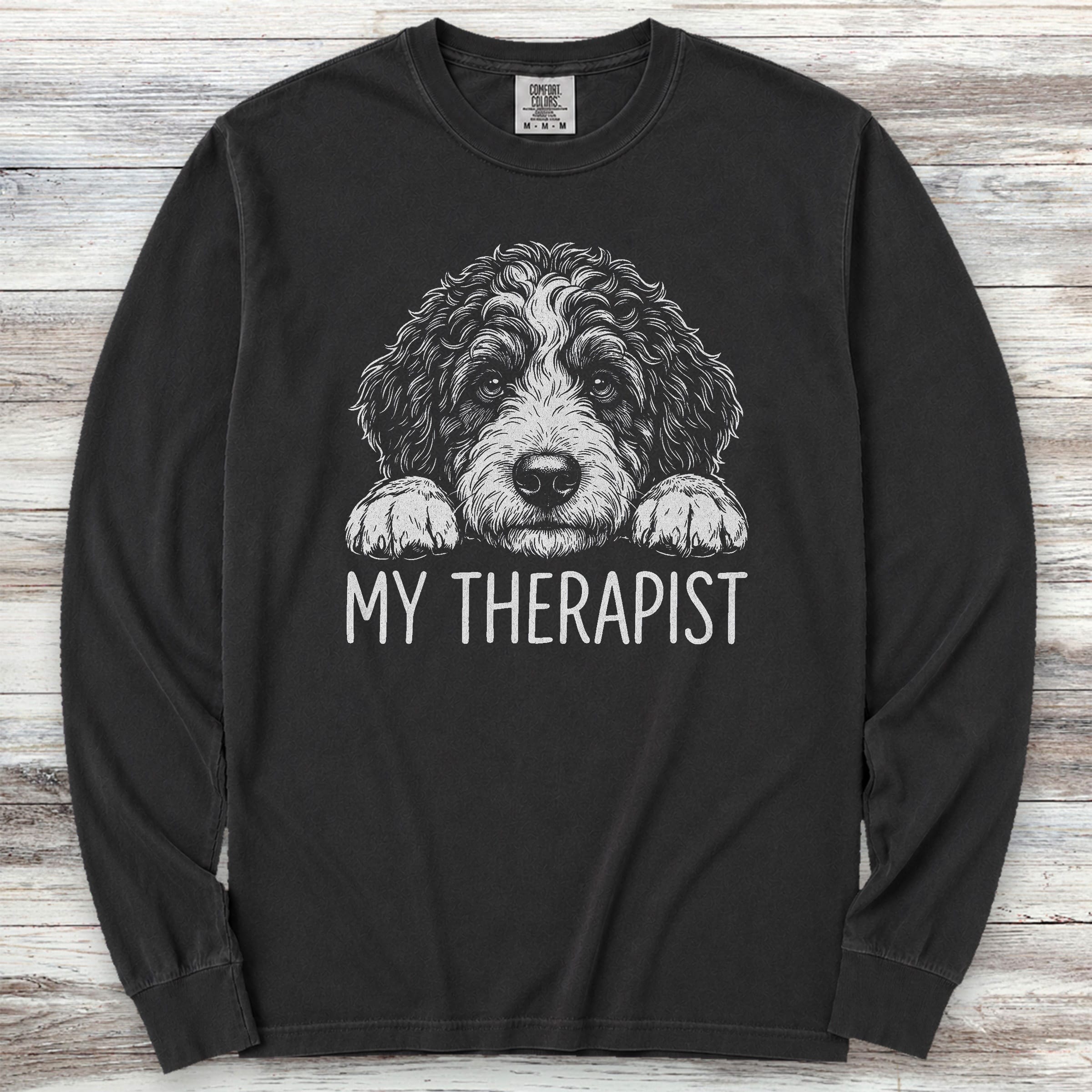 Bernedoodle Therapist Long Sleeve Tee - Black